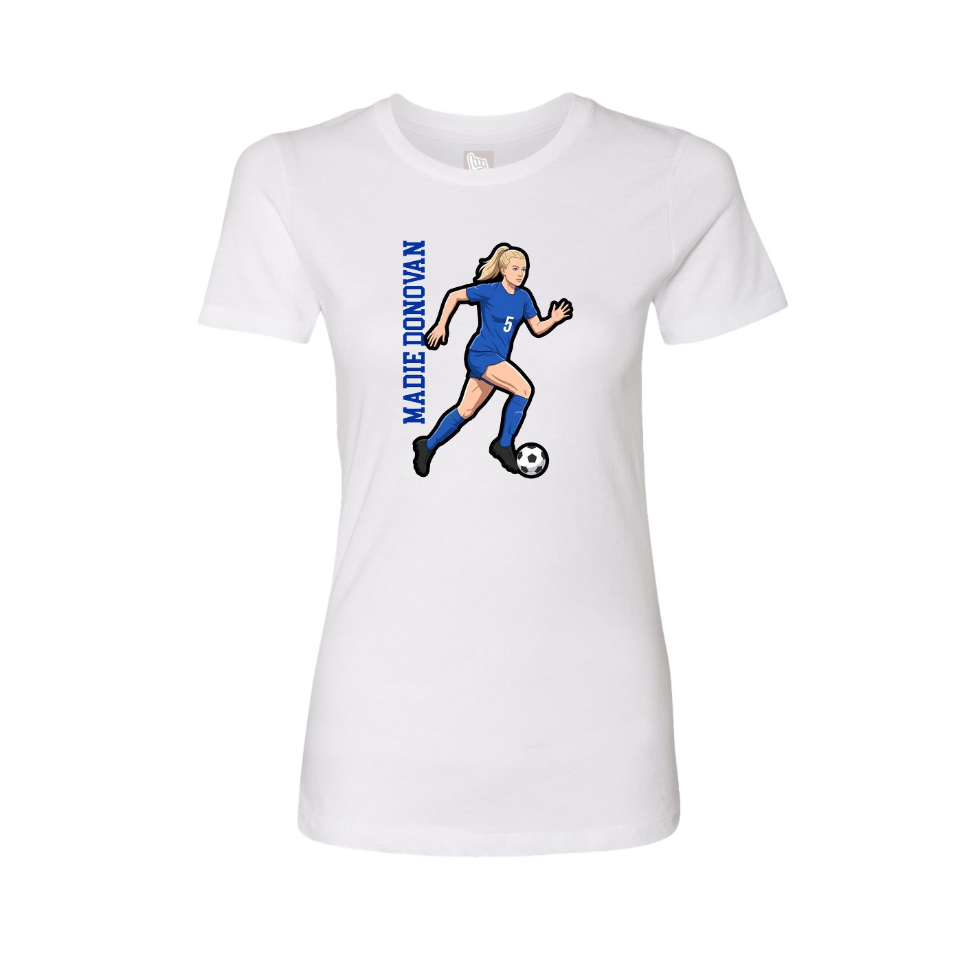 Womens Tee — Name Vertical in White