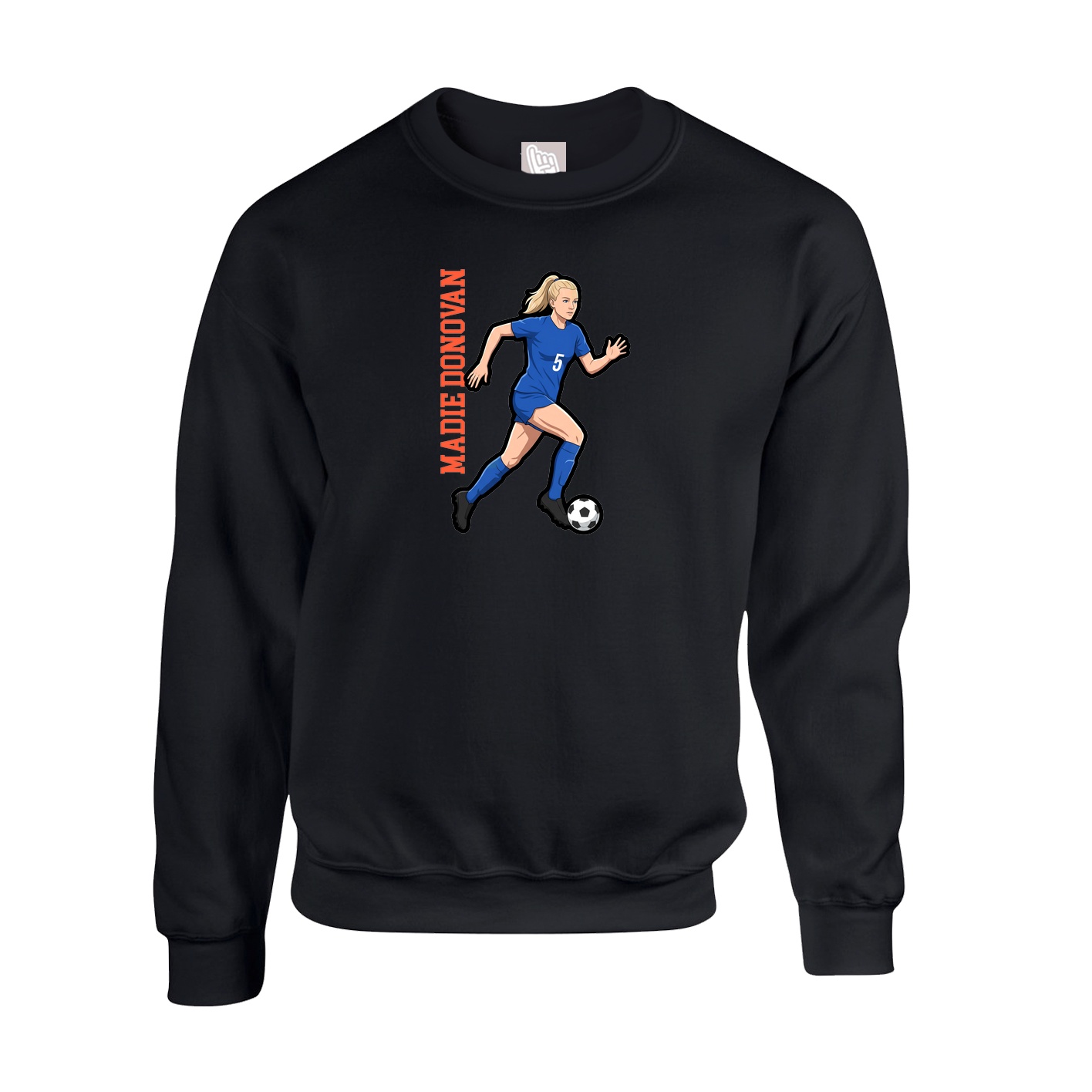 Fleece Crew — Name Vertical in Black