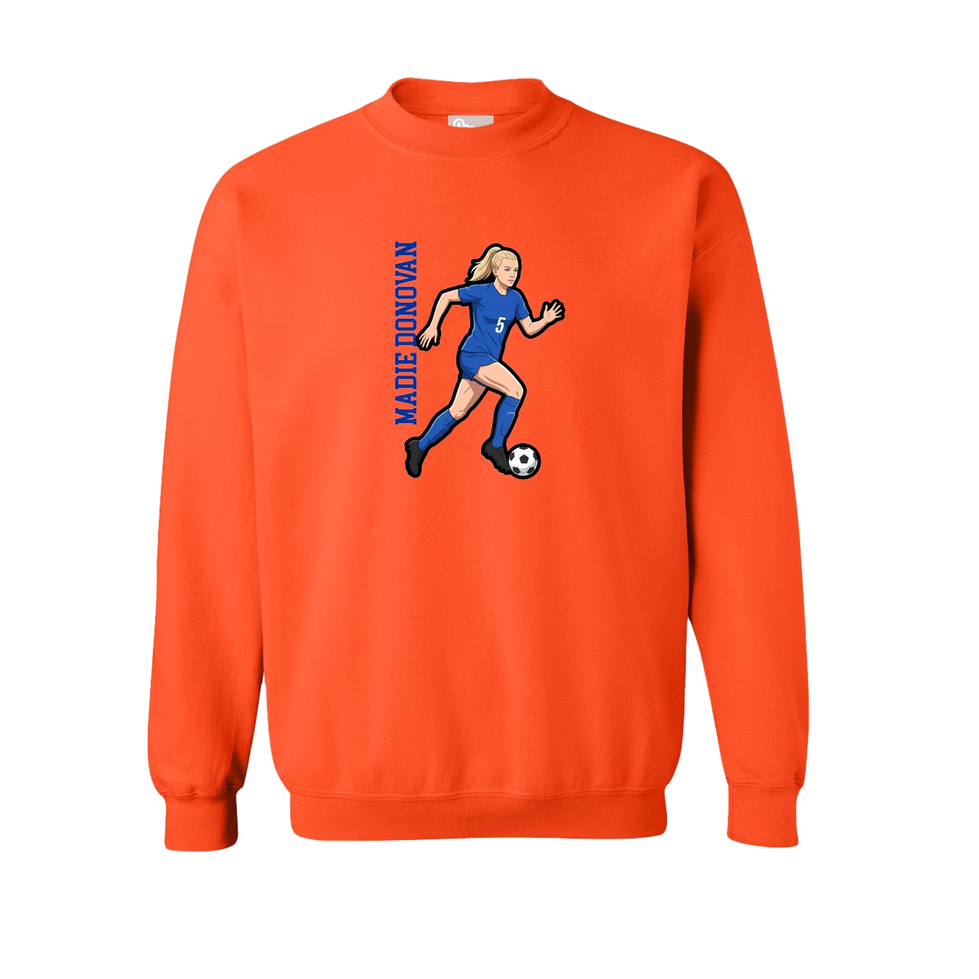 Fleece Crew — Name Vertical in Orange