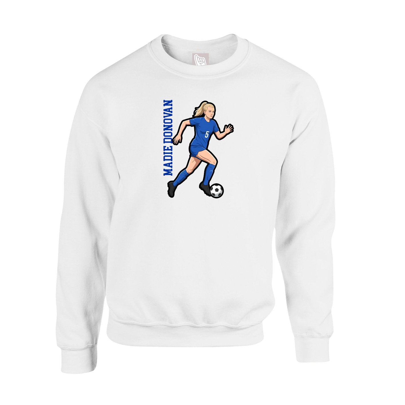 Fleece Crew — Name Vertical in White