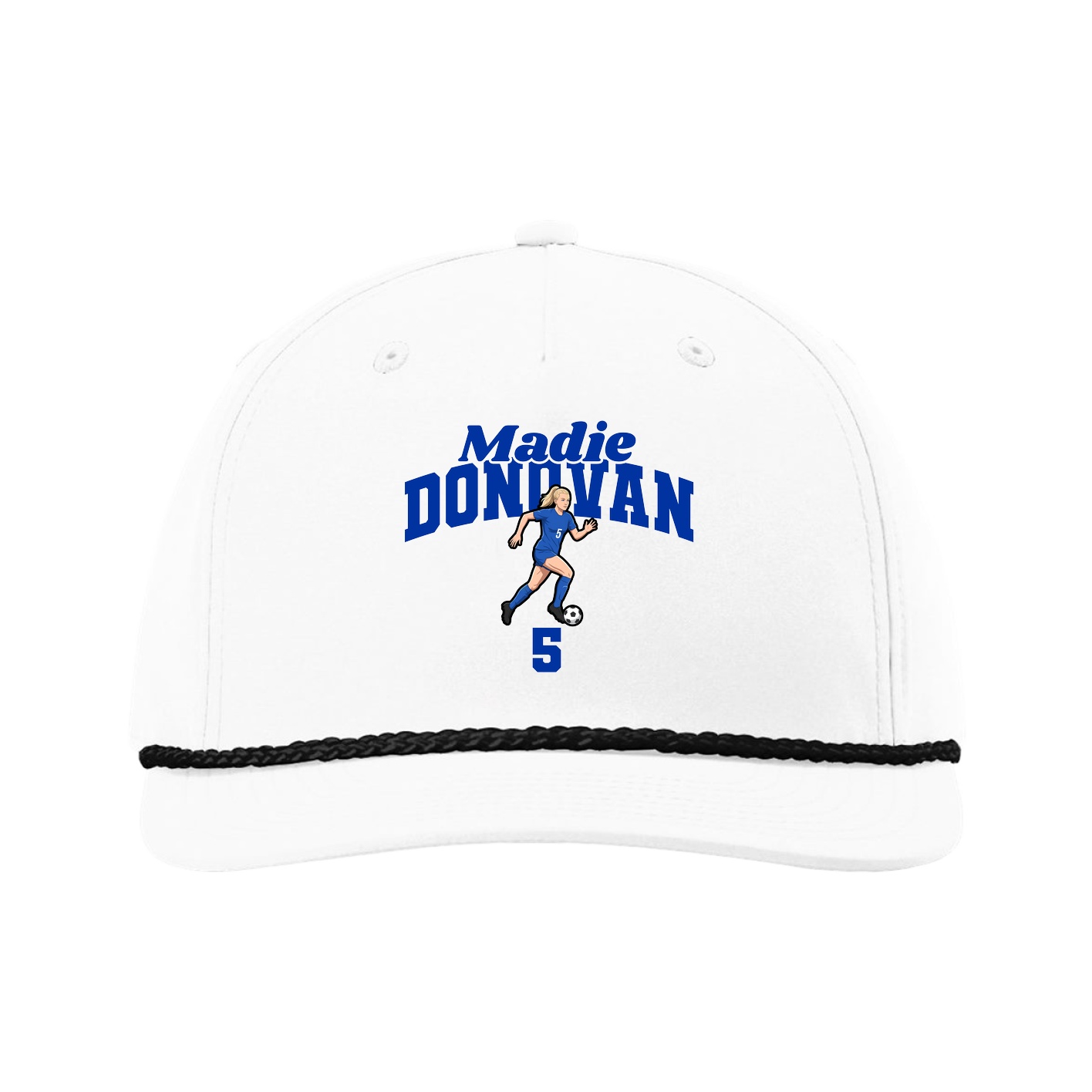 Five-Panel Classic Rope Cap — Signature Arch in White
