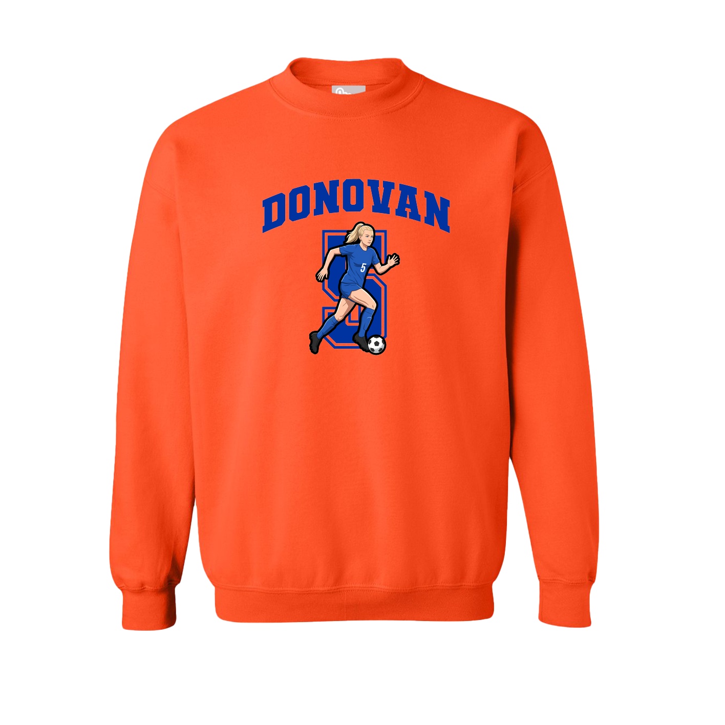 Fleece Crew — Number in Orange