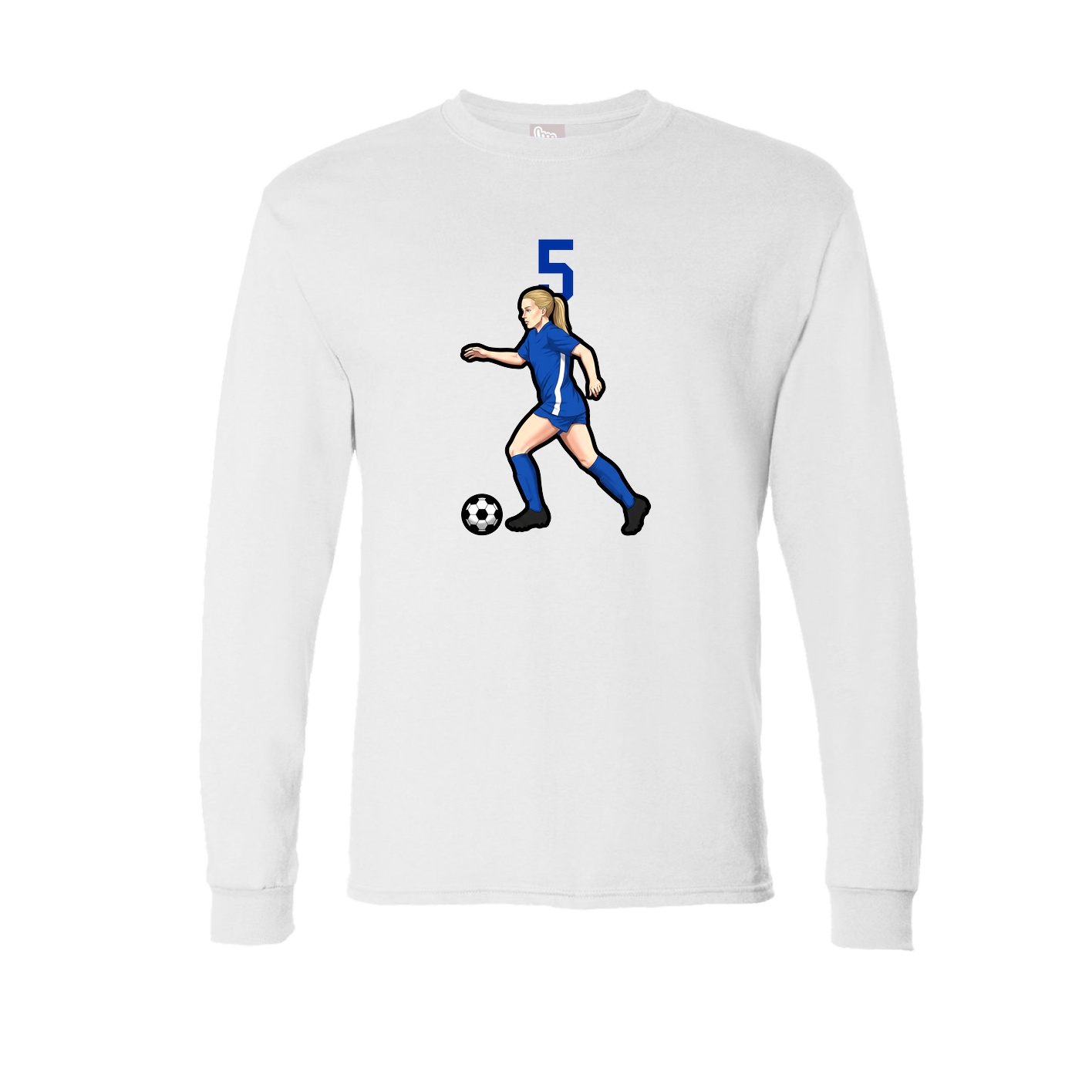 Long Sleeve Tee — Number Top in White
