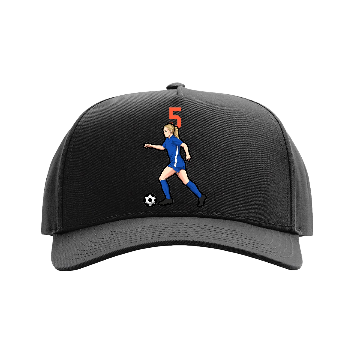 Full Fabric Five-Panel Champ Cap — Number Top in Black