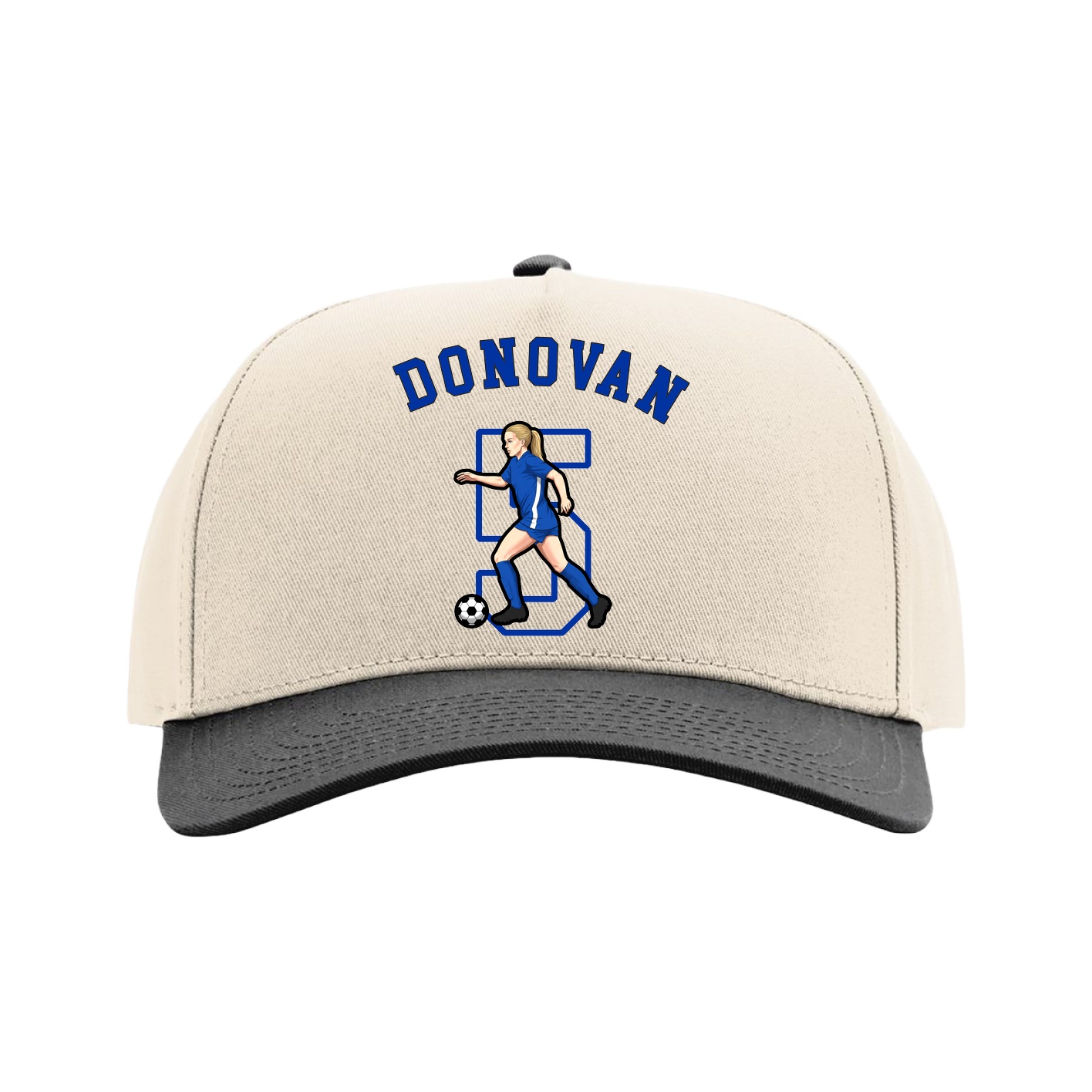 Full Fabric Five-Panel Champ Cap — Shirsey Arch in Cream/Black