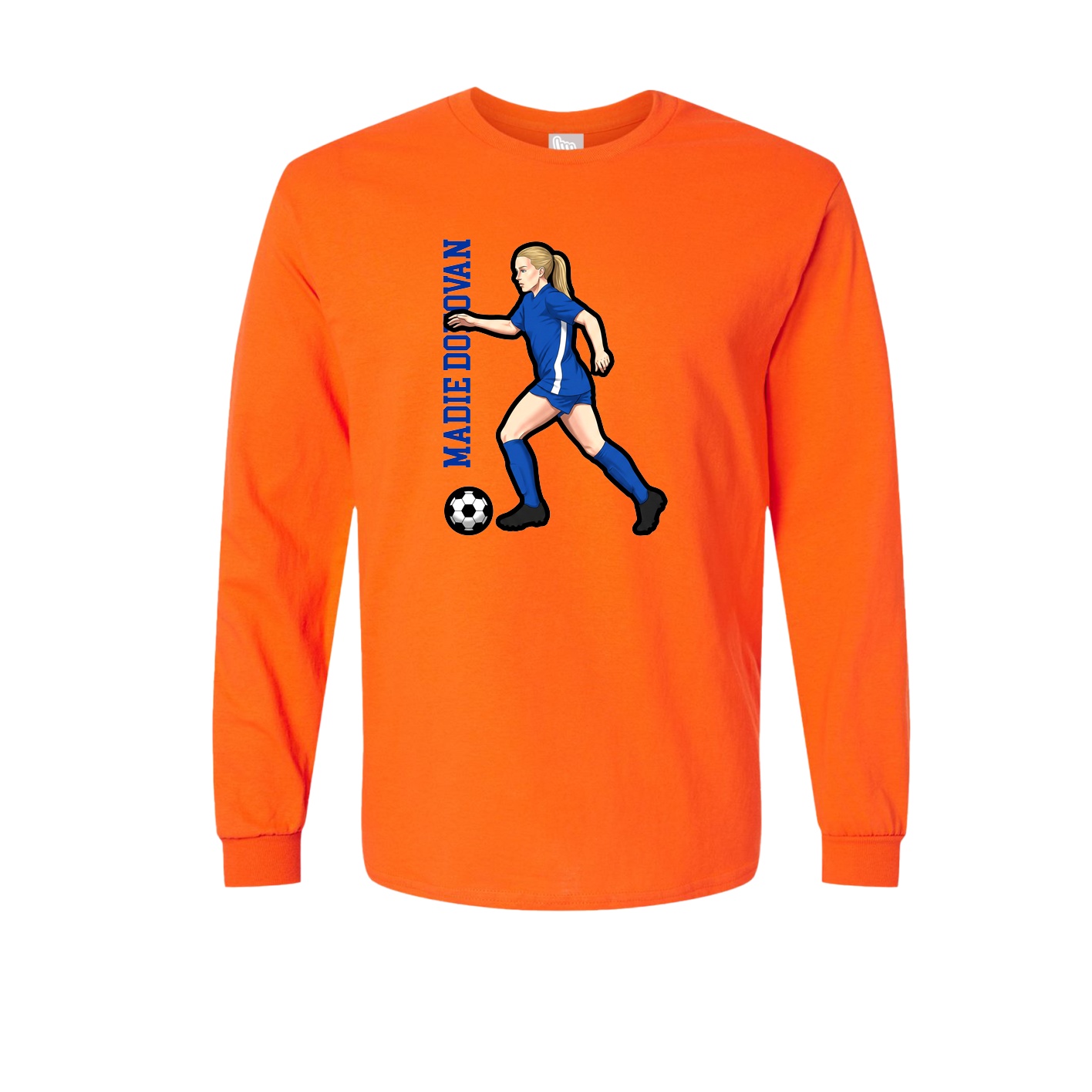 Long Sleeve Tee — Name Vertical in Orange