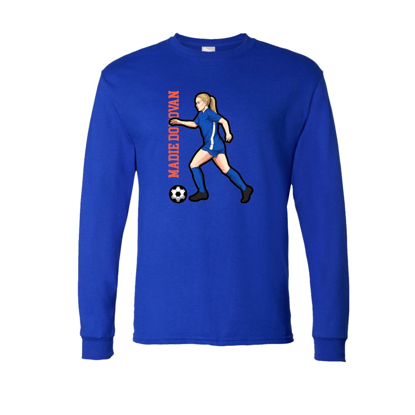 Long Sleeve Tee — Name Vertical in Royal