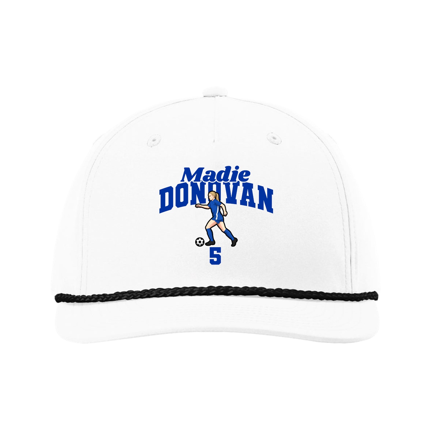 Five-Panel Classic Rope Cap — Signature Arch in White