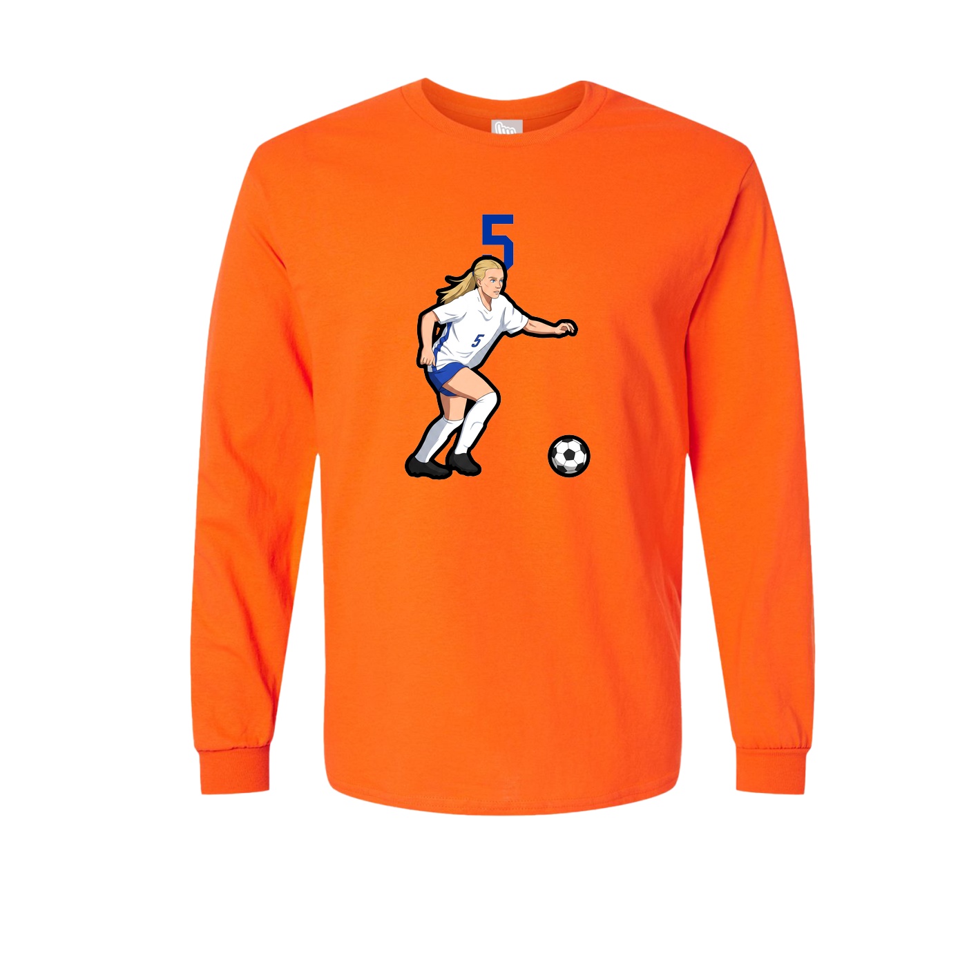 Long Sleeve Tee — Number Top in Orange