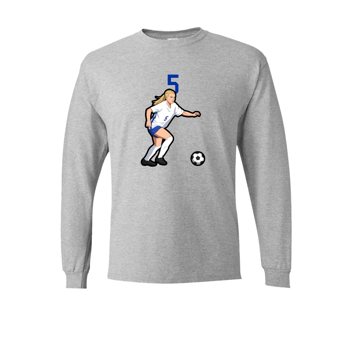 Long Sleeve Tee — Number Top in Grey