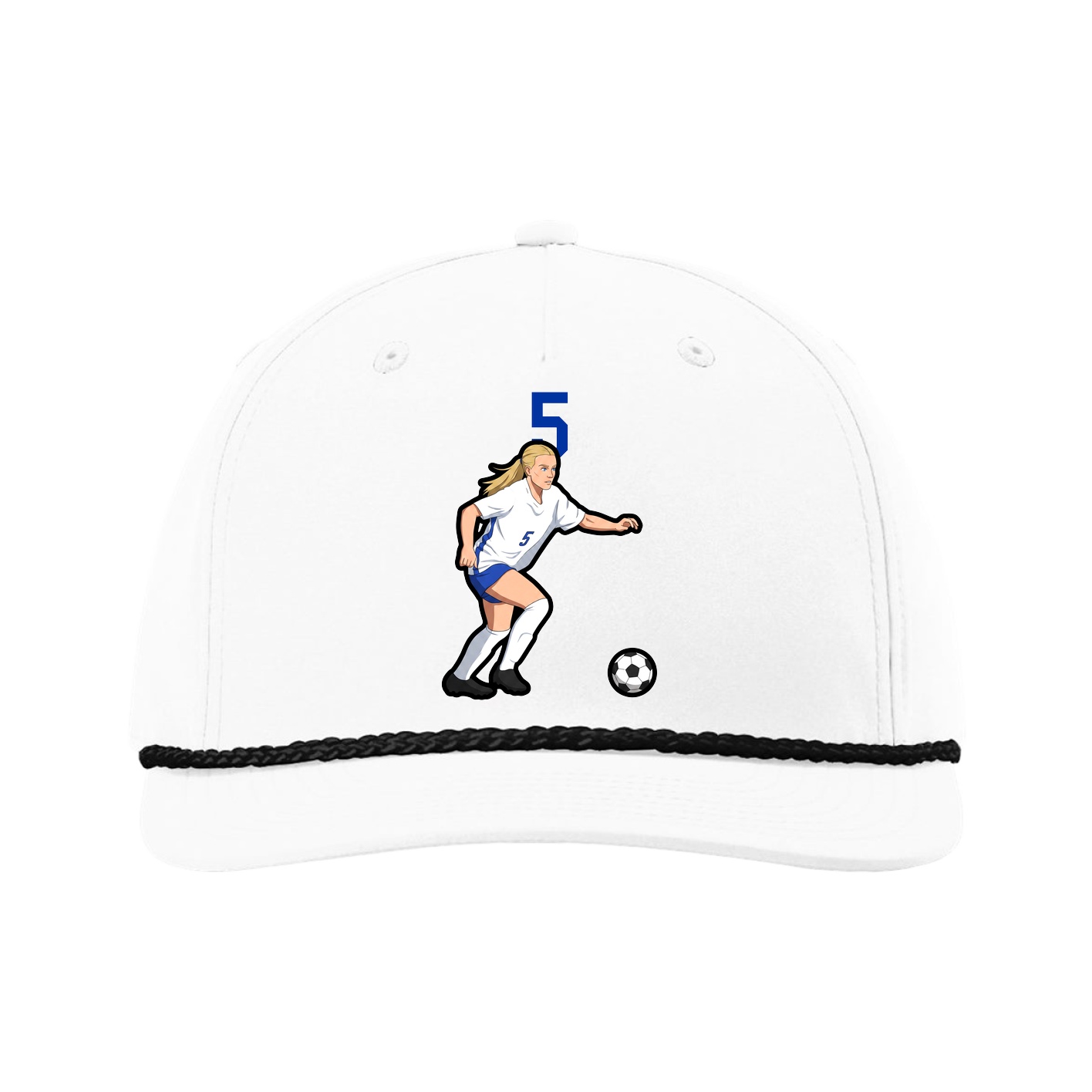 Five-Panel Classic Rope Cap — Number Top in White