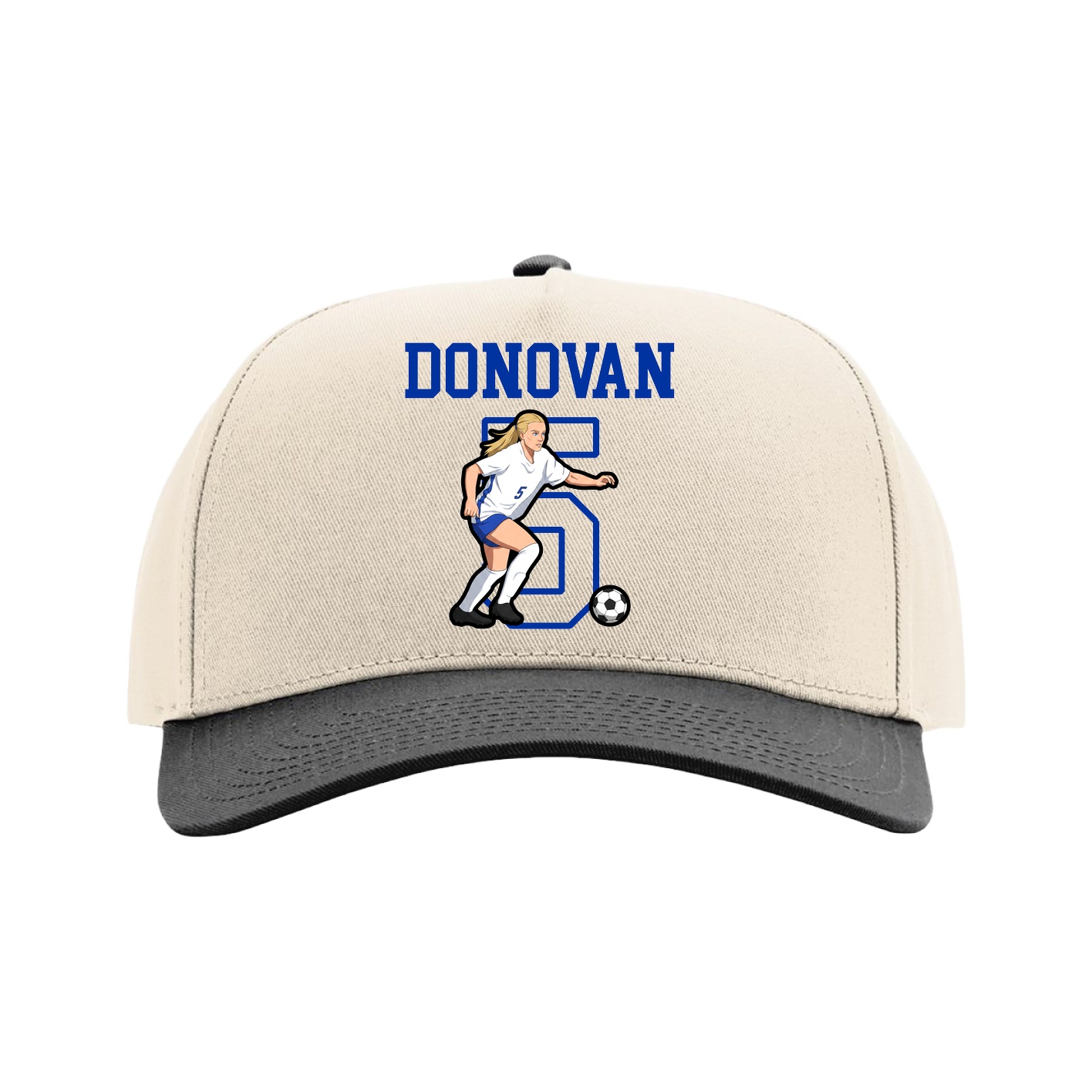 Full Fabric Five-Panel Champ Cap — Shirsey in Cream/Black