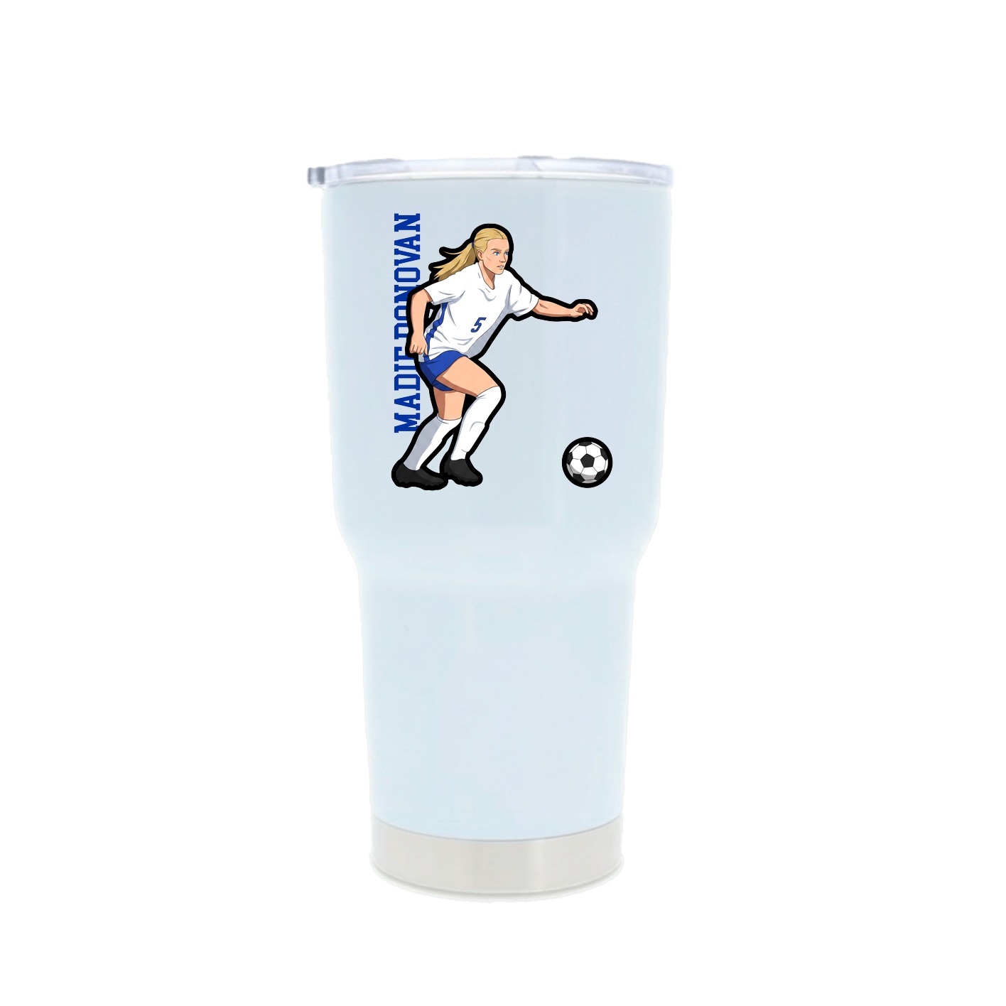30oz Stainless Steel Tumbler — Name Vertical in White
