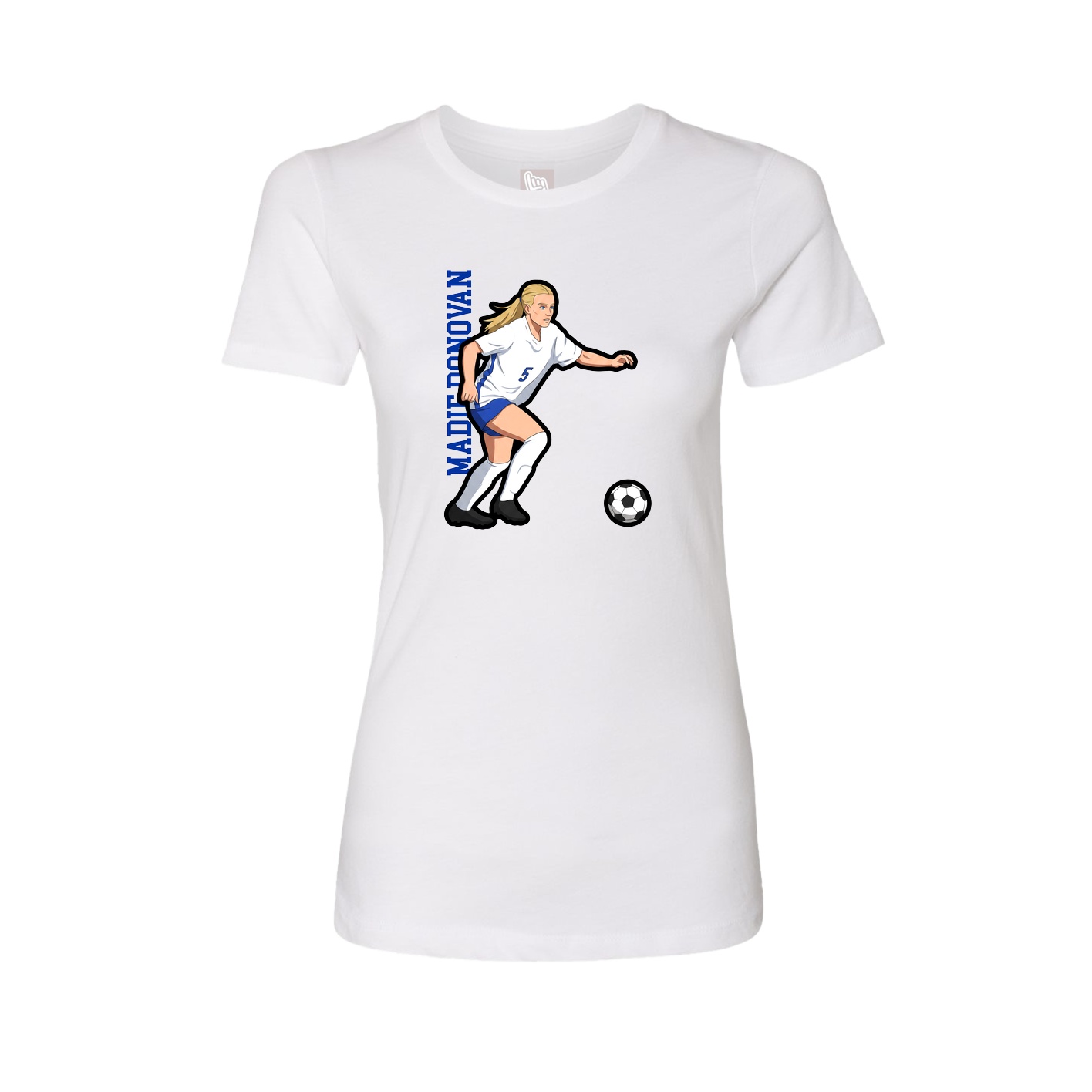 Womens Tee — Name Vertical in White