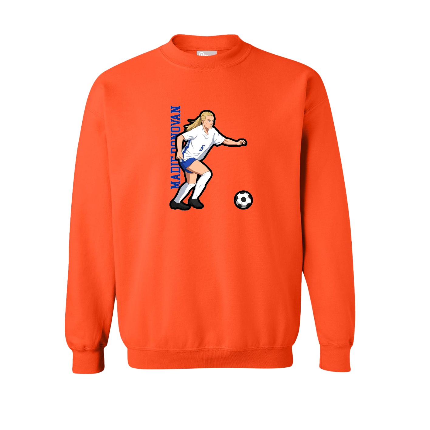 Fleece Crew — Name Vertical in Orange