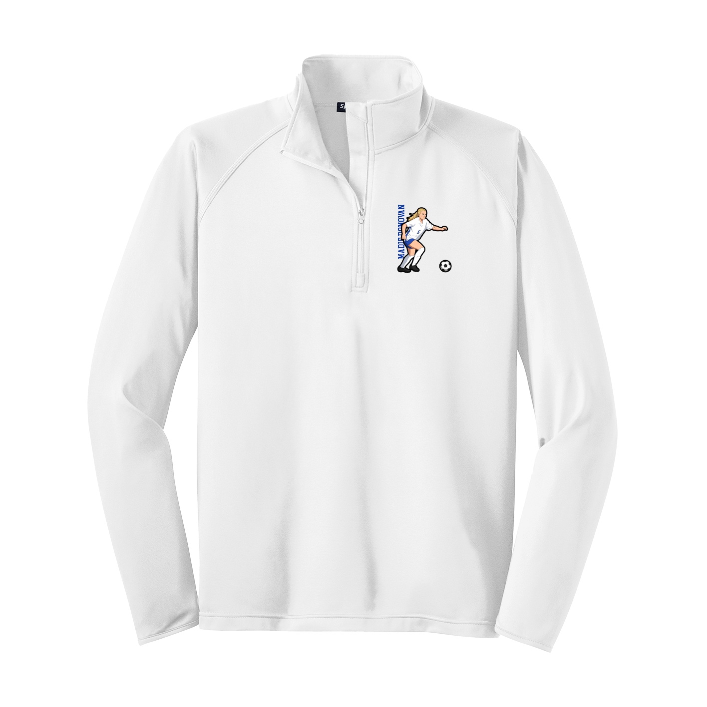 Q-Zip Pullover — Name Vertical in White