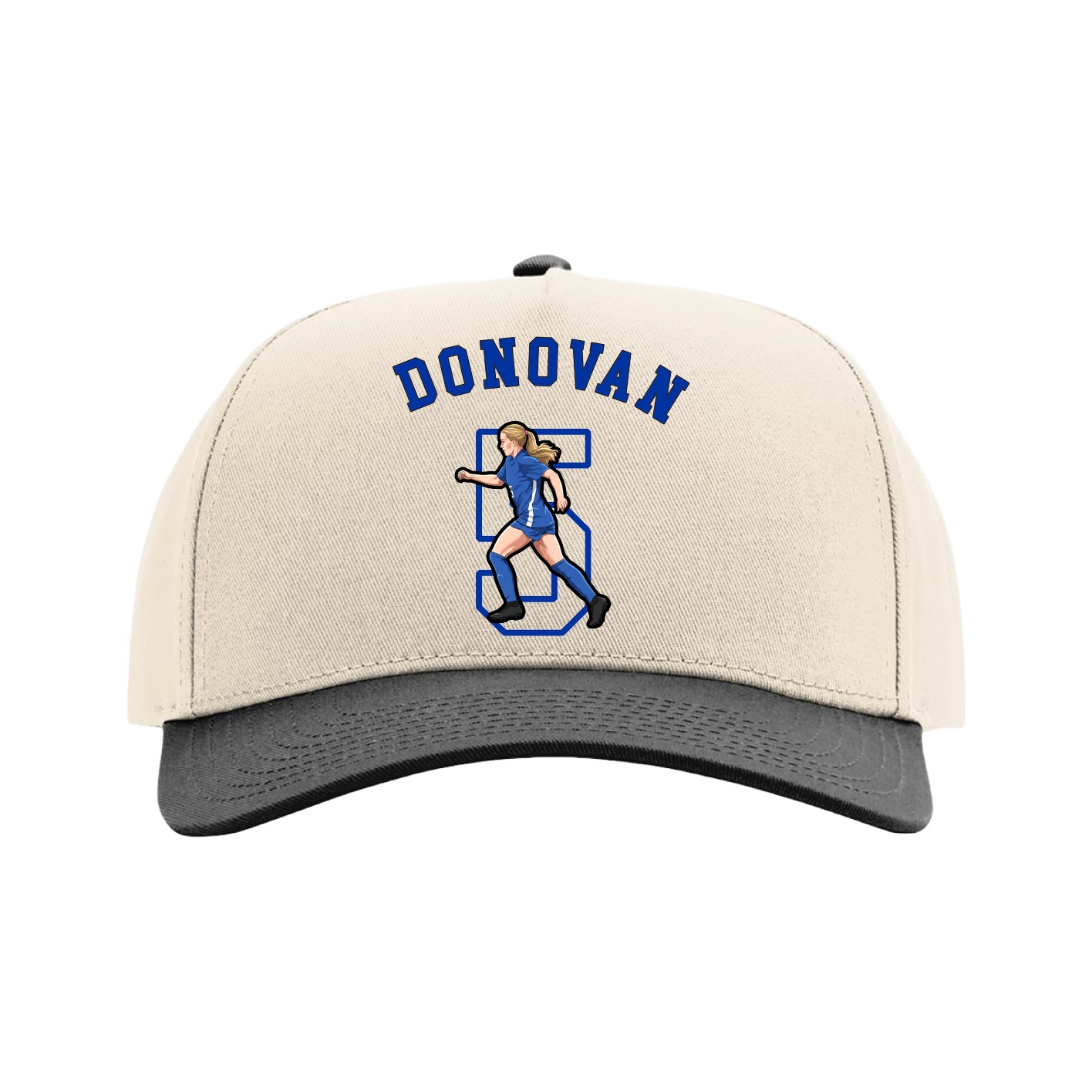 Full Fabric Five-Panel Champ Cap — Shirsey Arch in Cream/Black