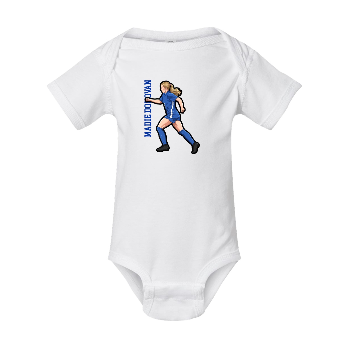 Baby Onesie — Name Vertical in White
