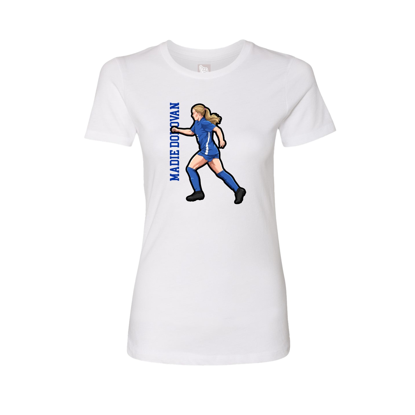 Womens Tee — Name Vertical in White