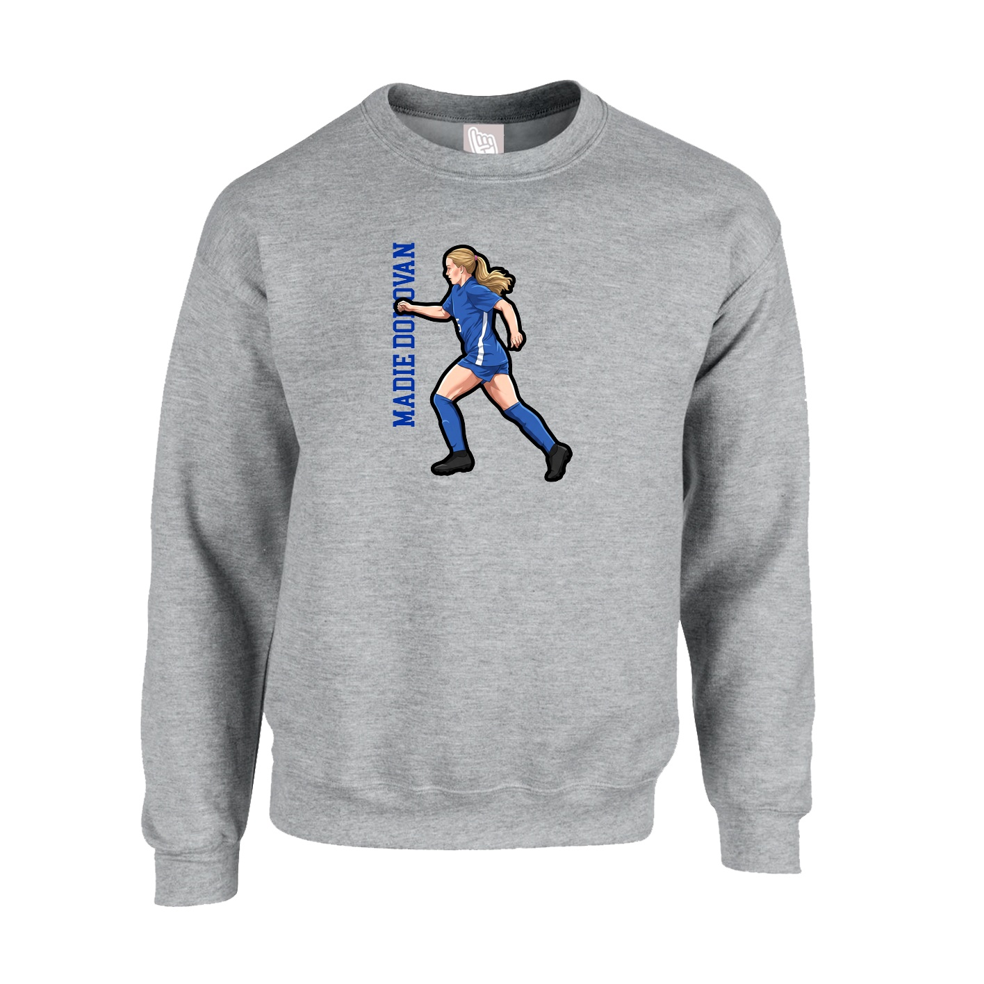 Fleece Crew — Name Vertical in Grey