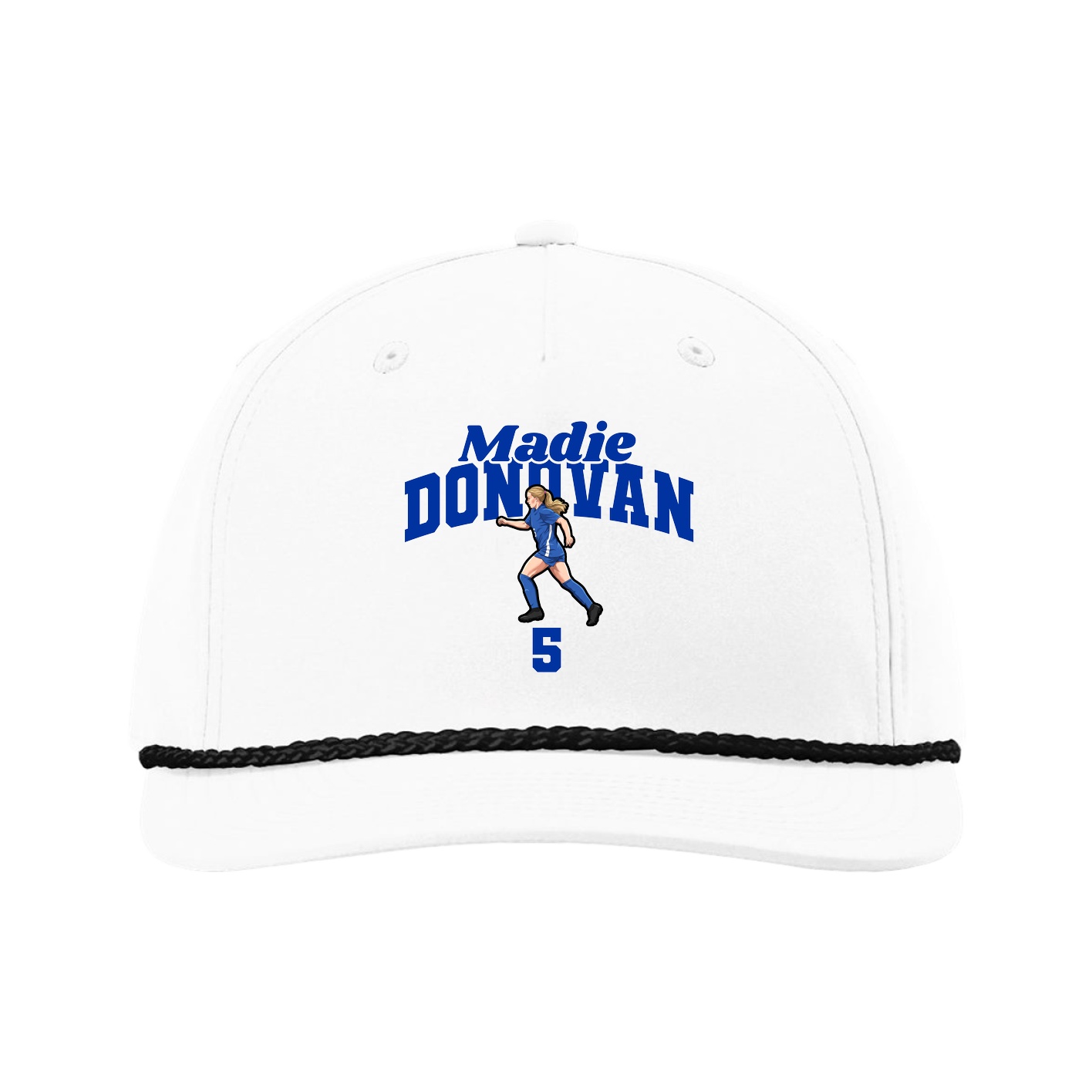 Five-Panel Classic Rope Cap — Signature Arch in White