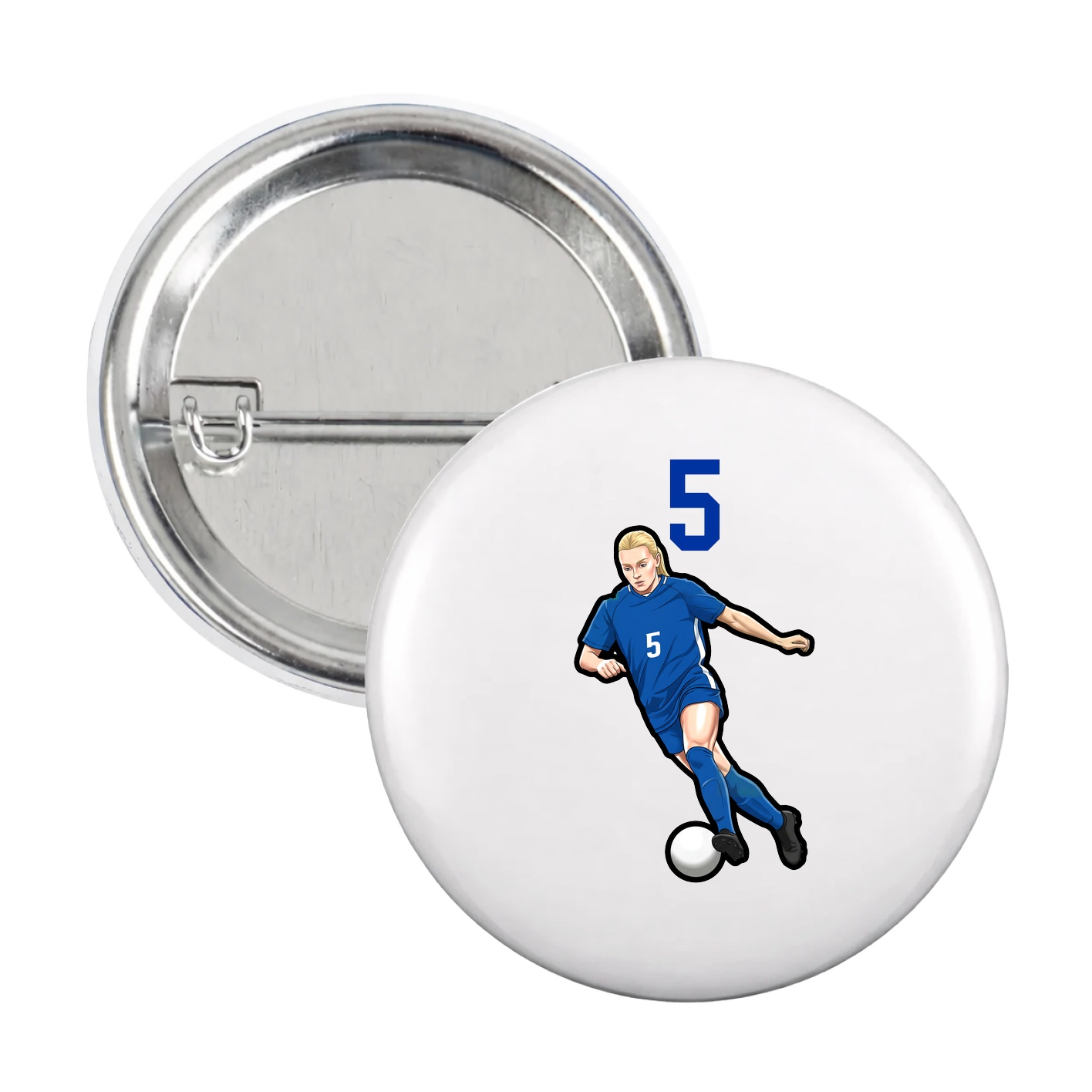 Game Day Button — Number Top in White