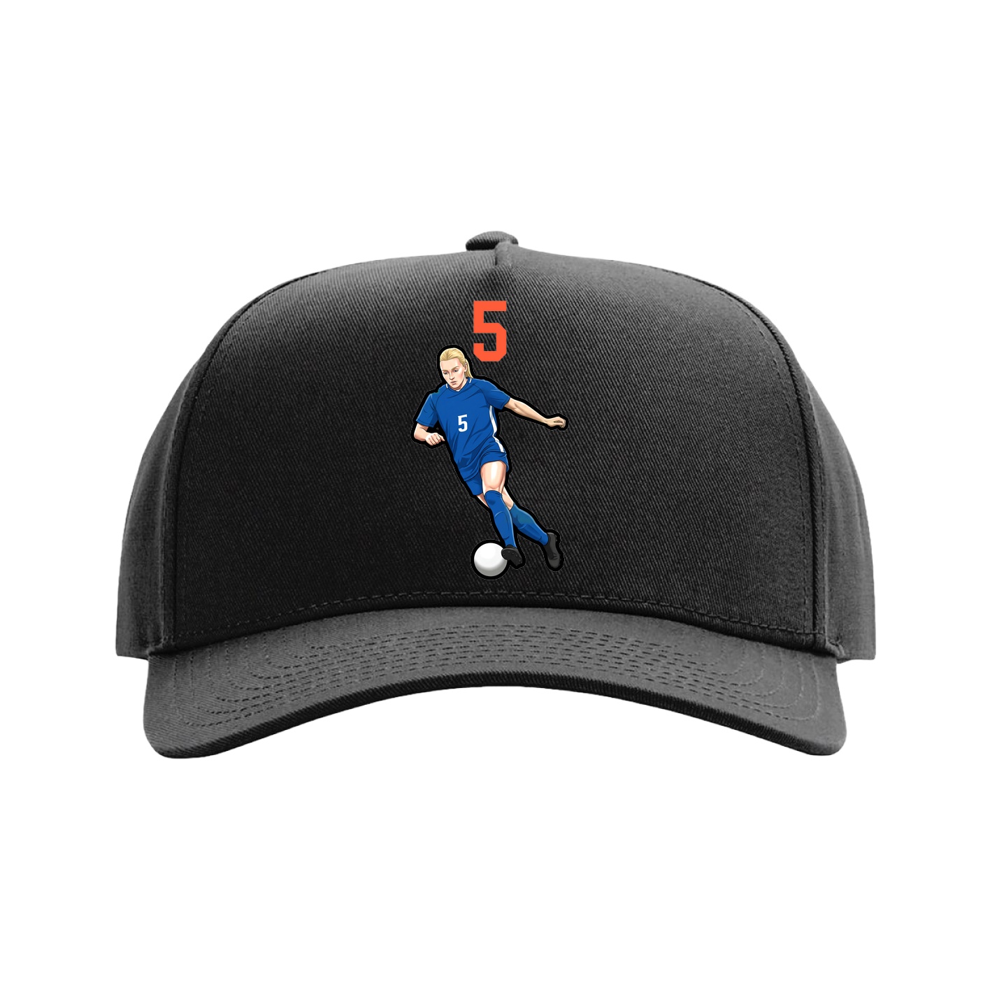 Full Fabric Five-Panel Champ Cap — Number Top in Black