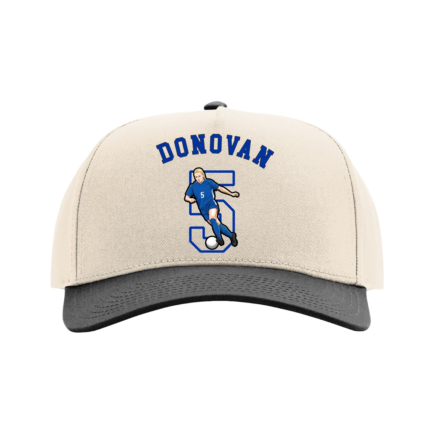Full Fabric Five-Panel Champ Cap — Shirsey Arch in Cream/Black
