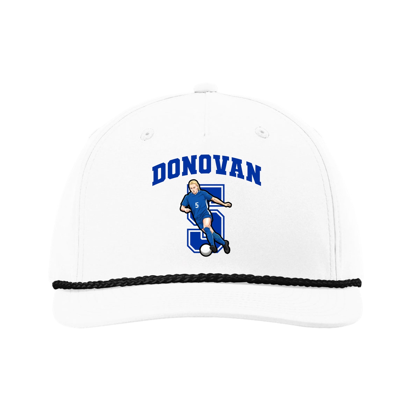 Five-Panel Classic Rope Cap — Number in White