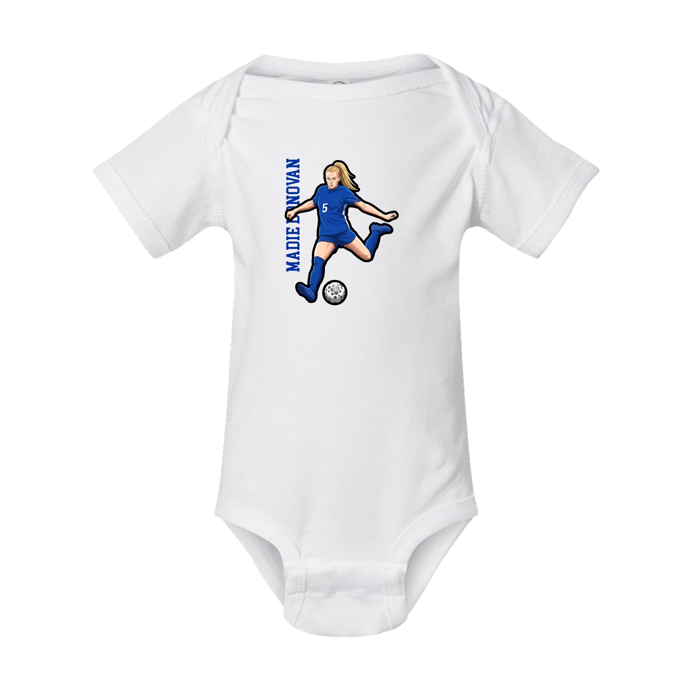 Baby Onesie — Name Vertical in White