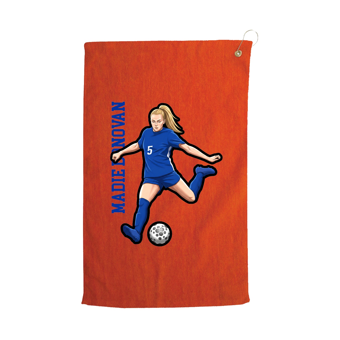 Golf Towel — Name Vertical in Orange