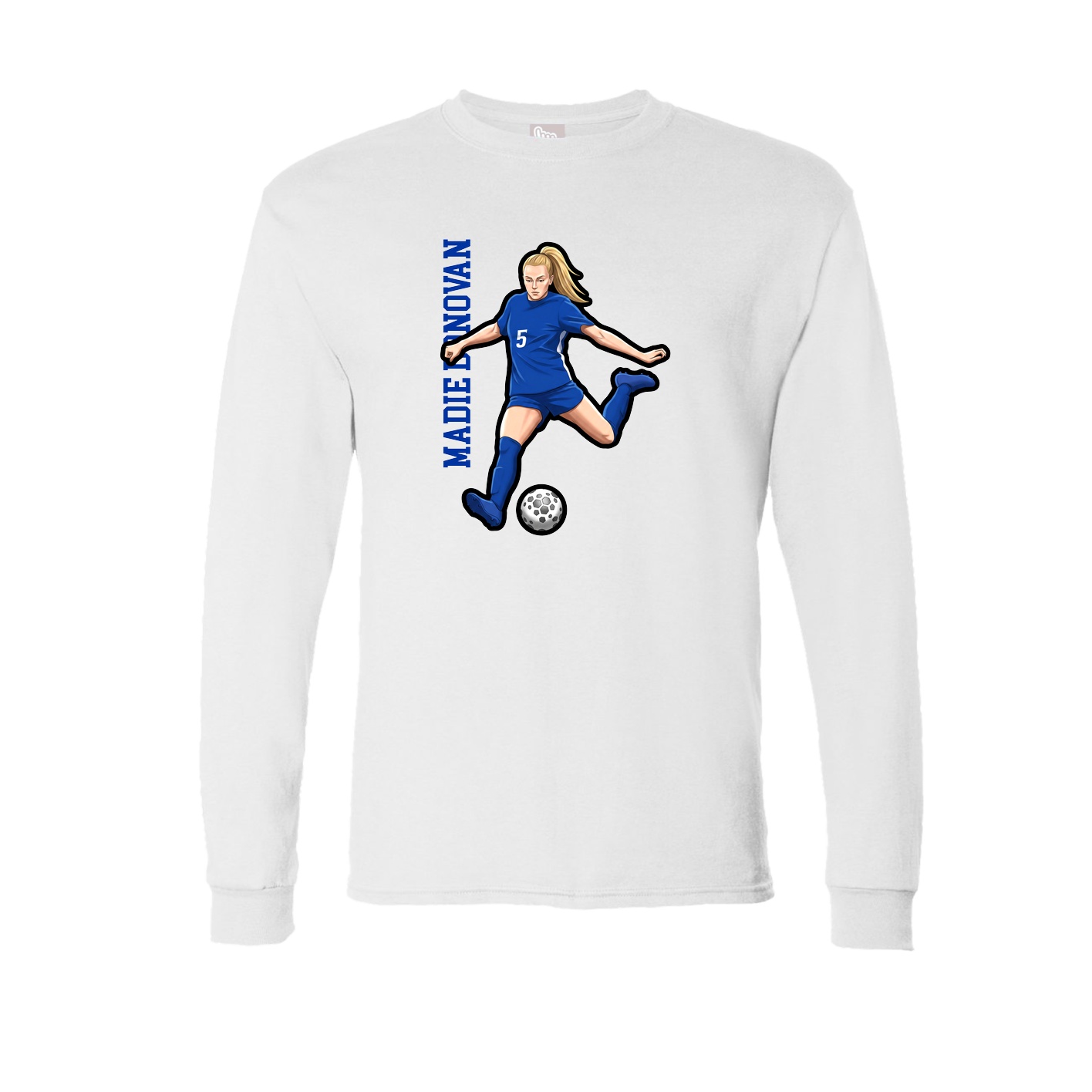 Long Sleeve Tee — Name Vertical in White