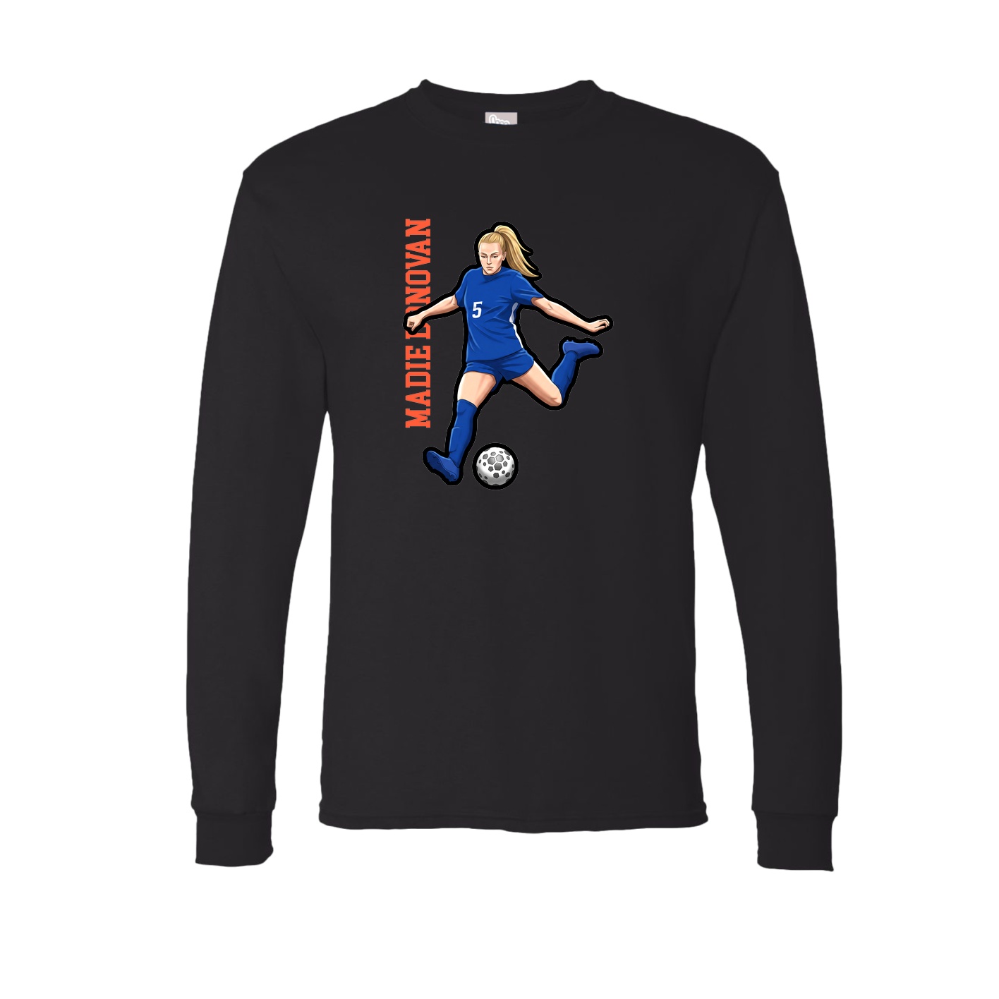 Long Sleeve Tee — Name Vertical in Black
