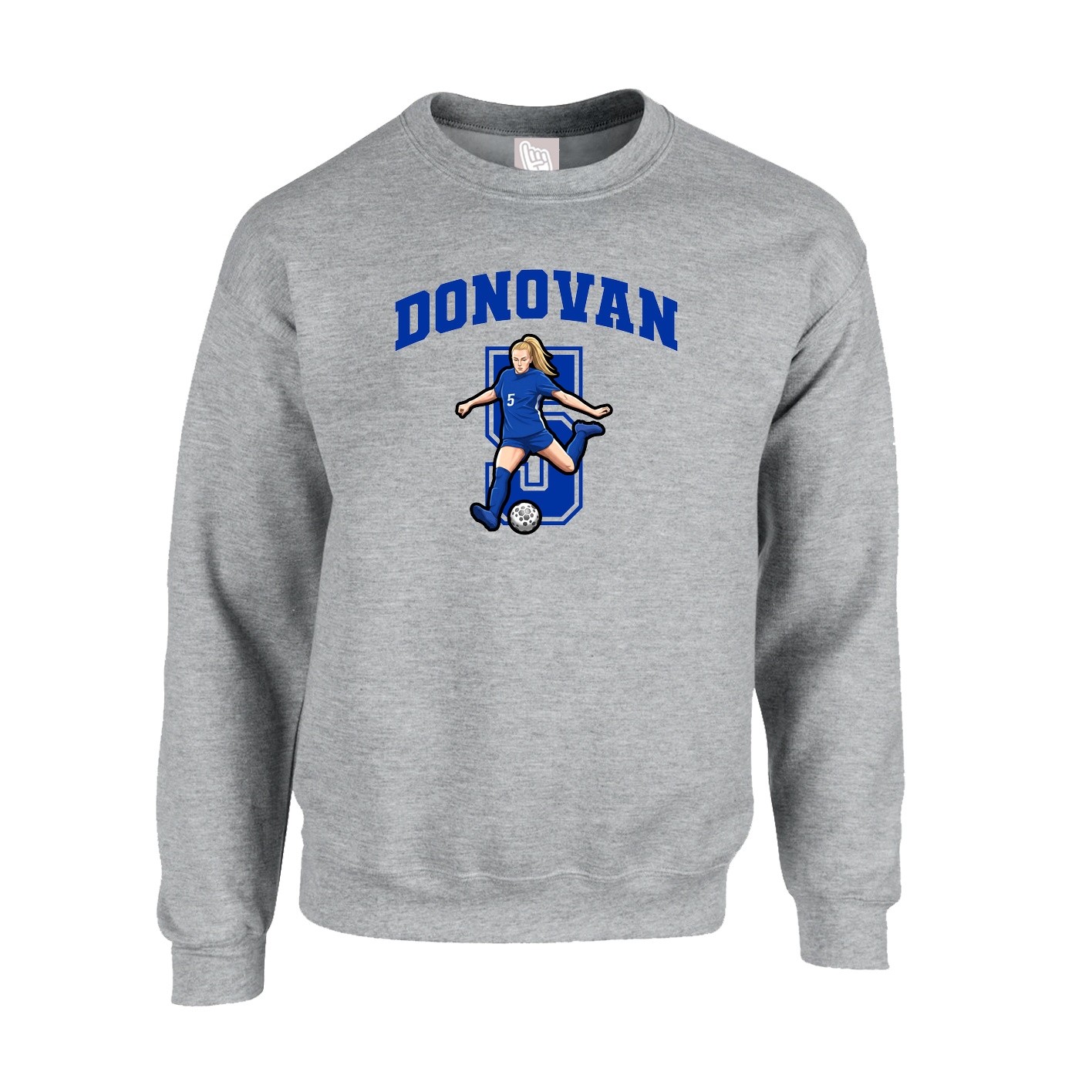 Fleece Crew — Number in Grey