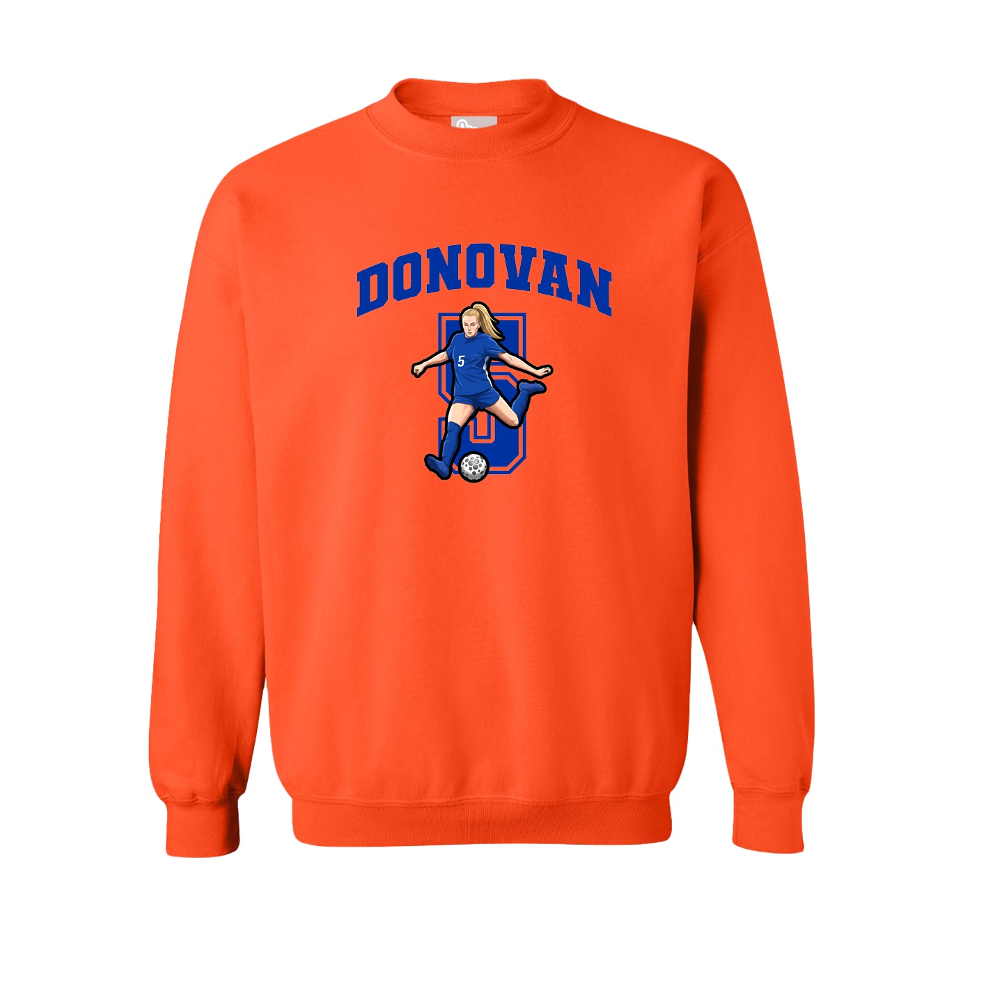 Fleece Crew — Number in Orange