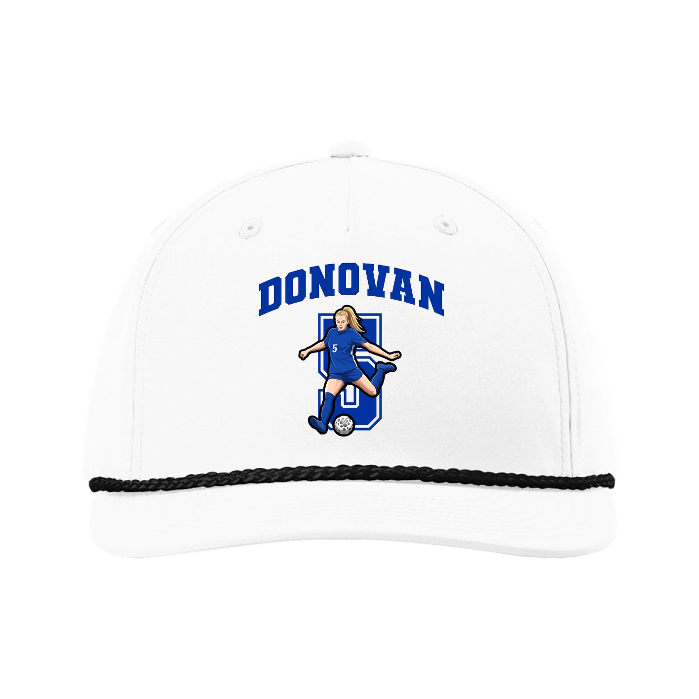 Five-Panel Classic Rope Cap — Number in White