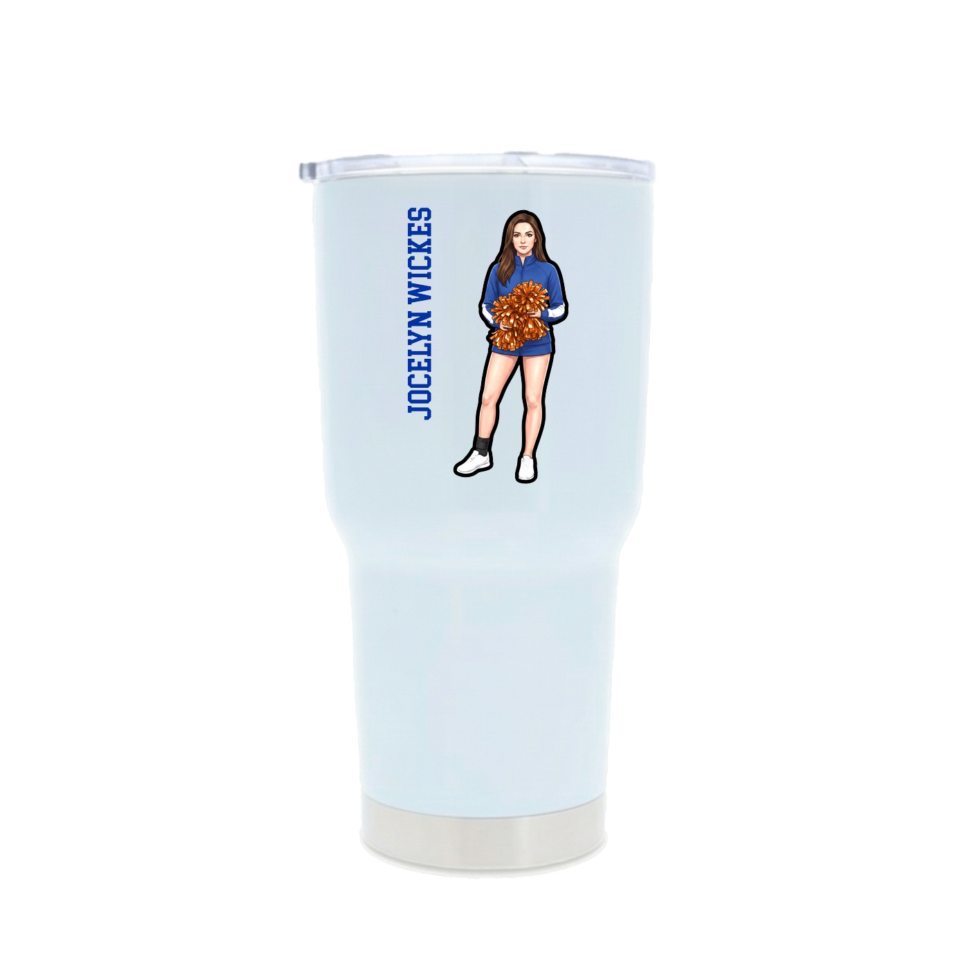 30oz Stainless Steel Tumbler — Name Vertical in White