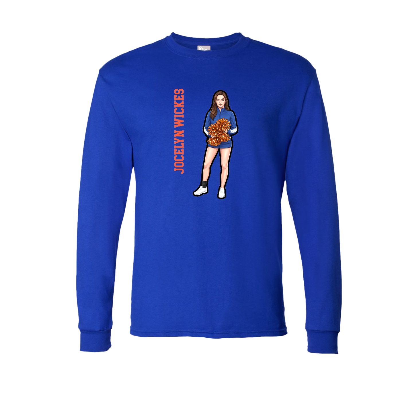 Long Sleeve Tee — Name Vertical in Royal