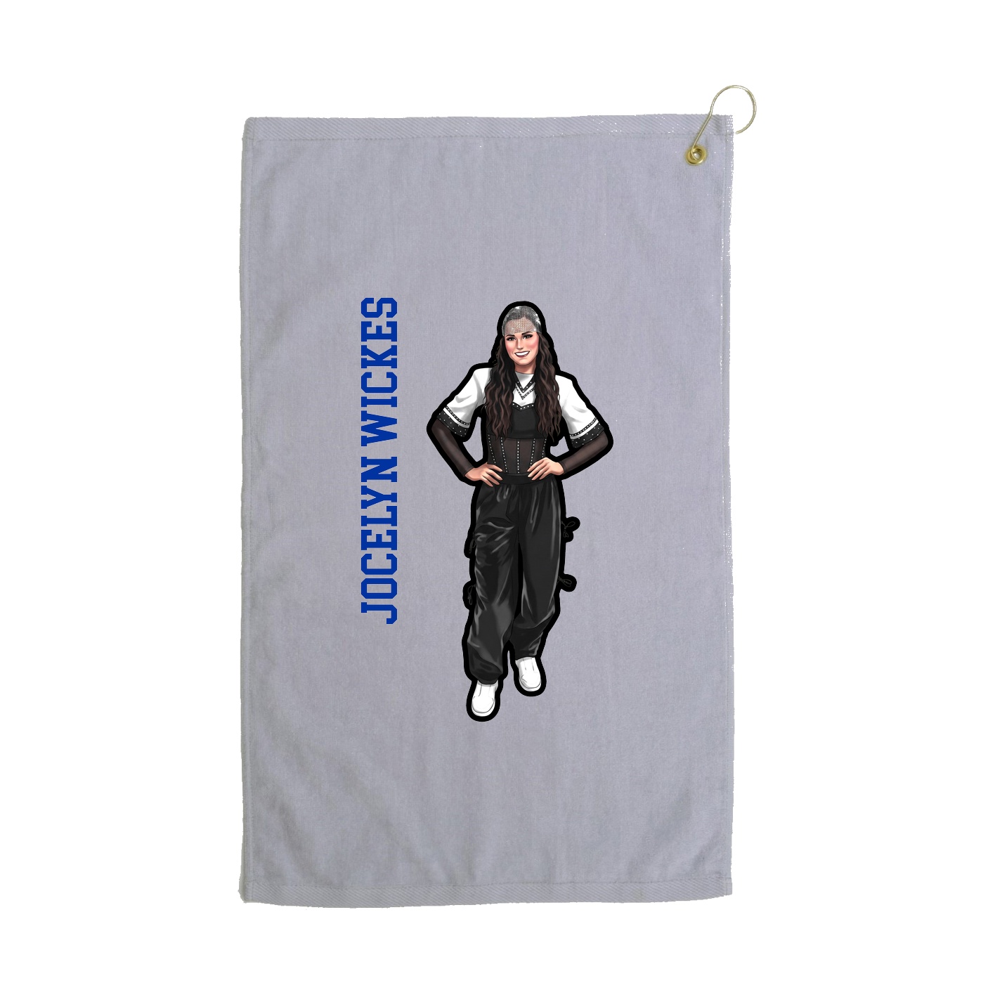Golf Towel — Name Vertical in Grey