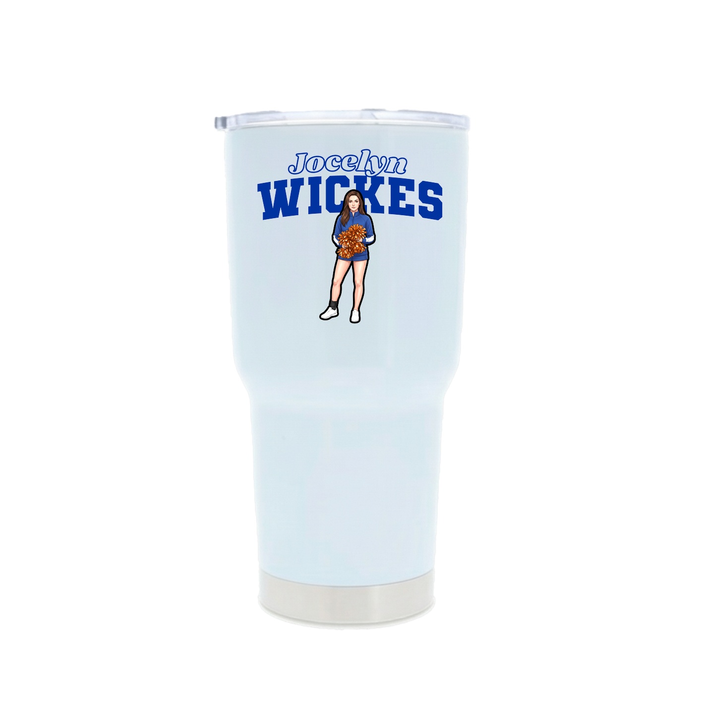 30oz Stainless Steel Tumbler — Name Arch in White
