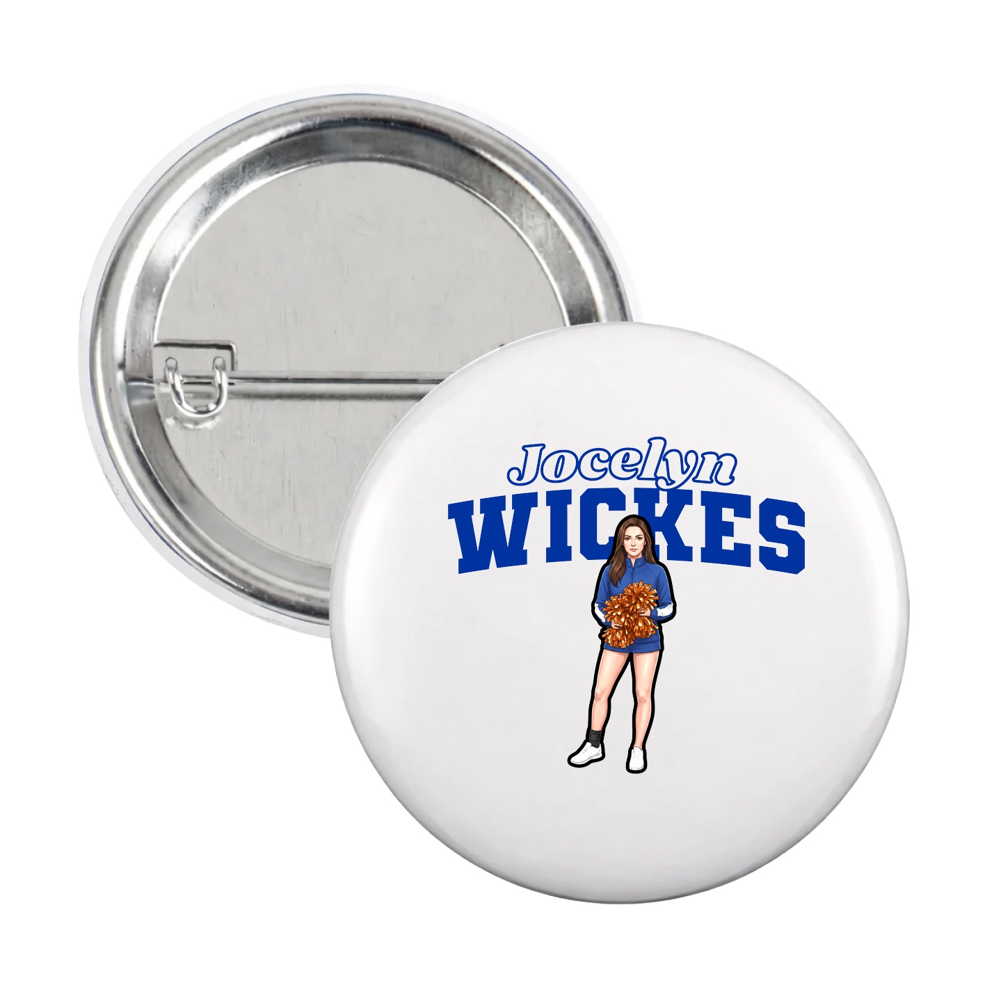 Game Day Button — Name Arch in White