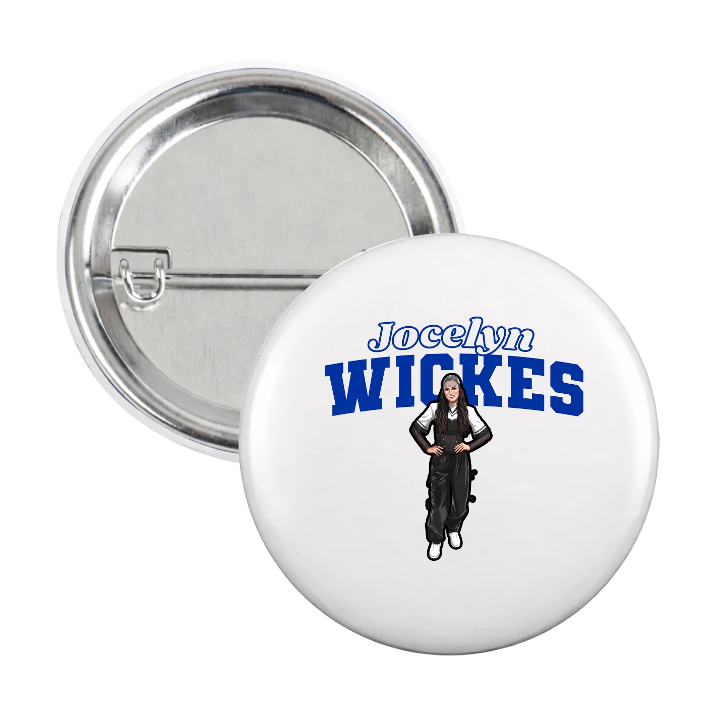 Game Day Button — Name Arch in White