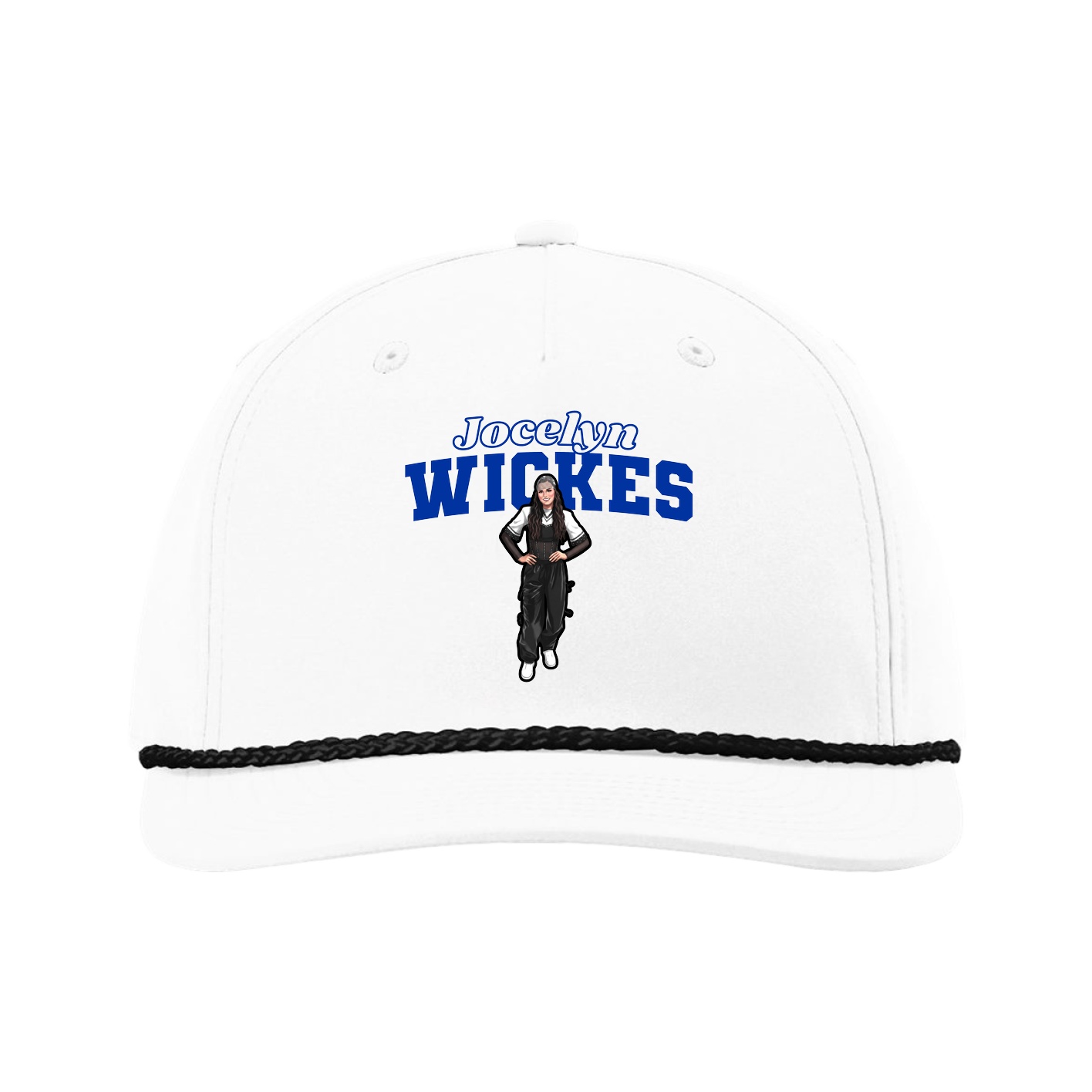 Five-Panel Classic Rope Cap — Name Arch in White