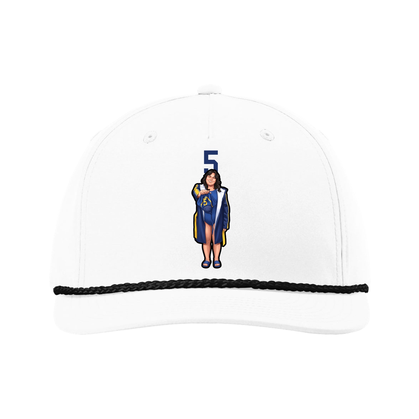 Five-Panel Classic Rope Cap — Number Top in White