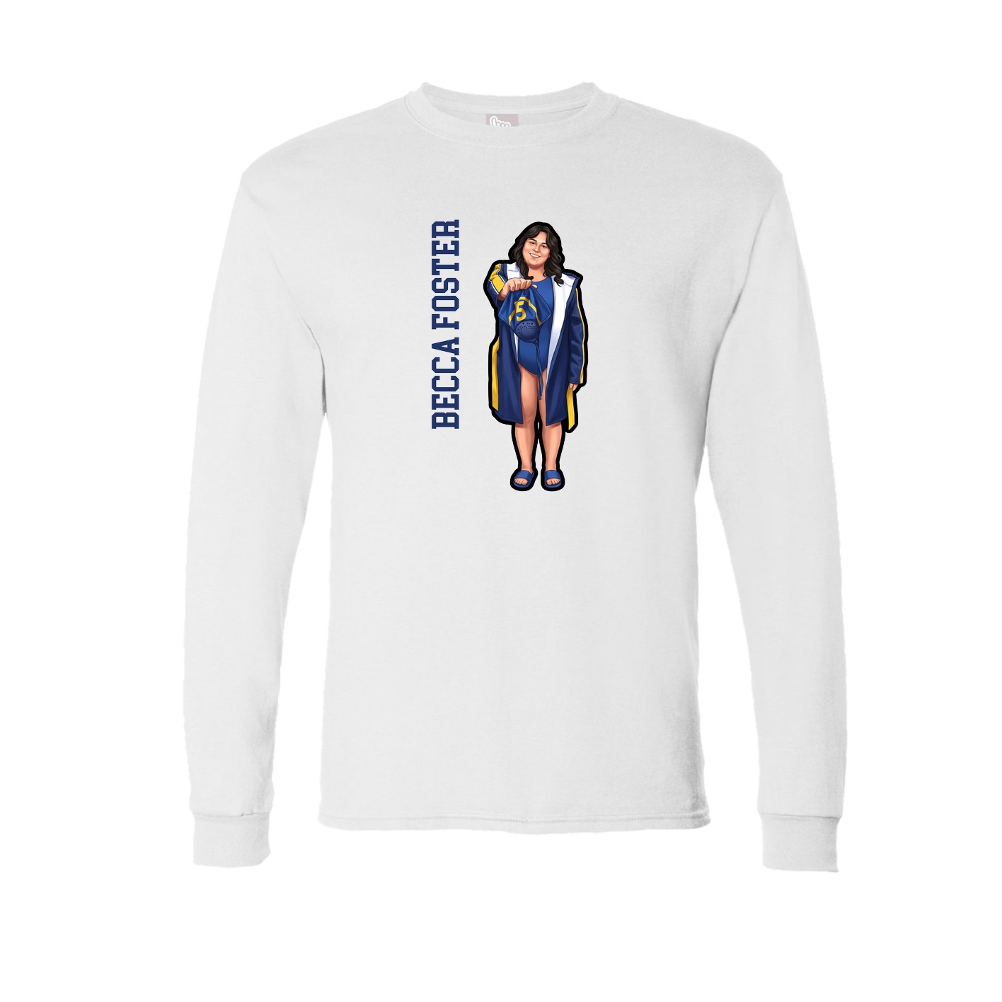 Long Sleeve Tee — Name Vertical in White