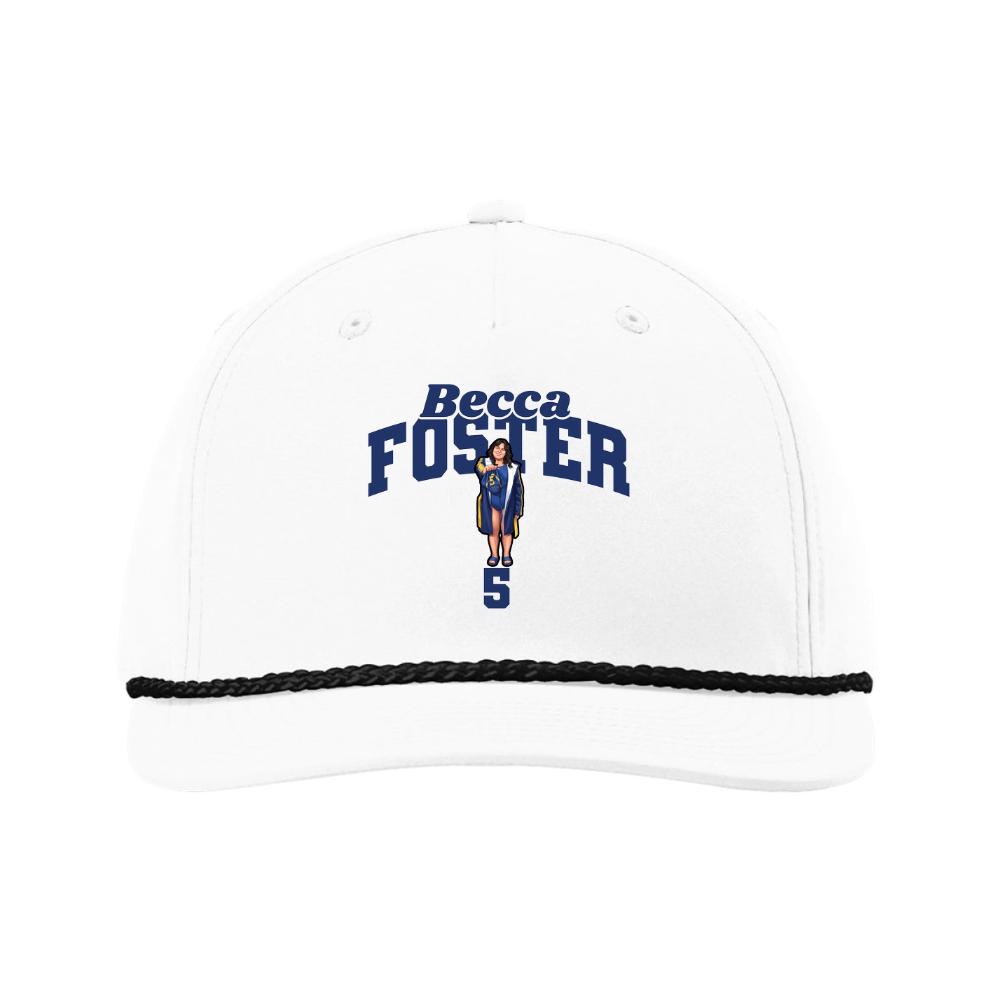 Five-Panel Classic Rope Cap — Signature Arch in White
