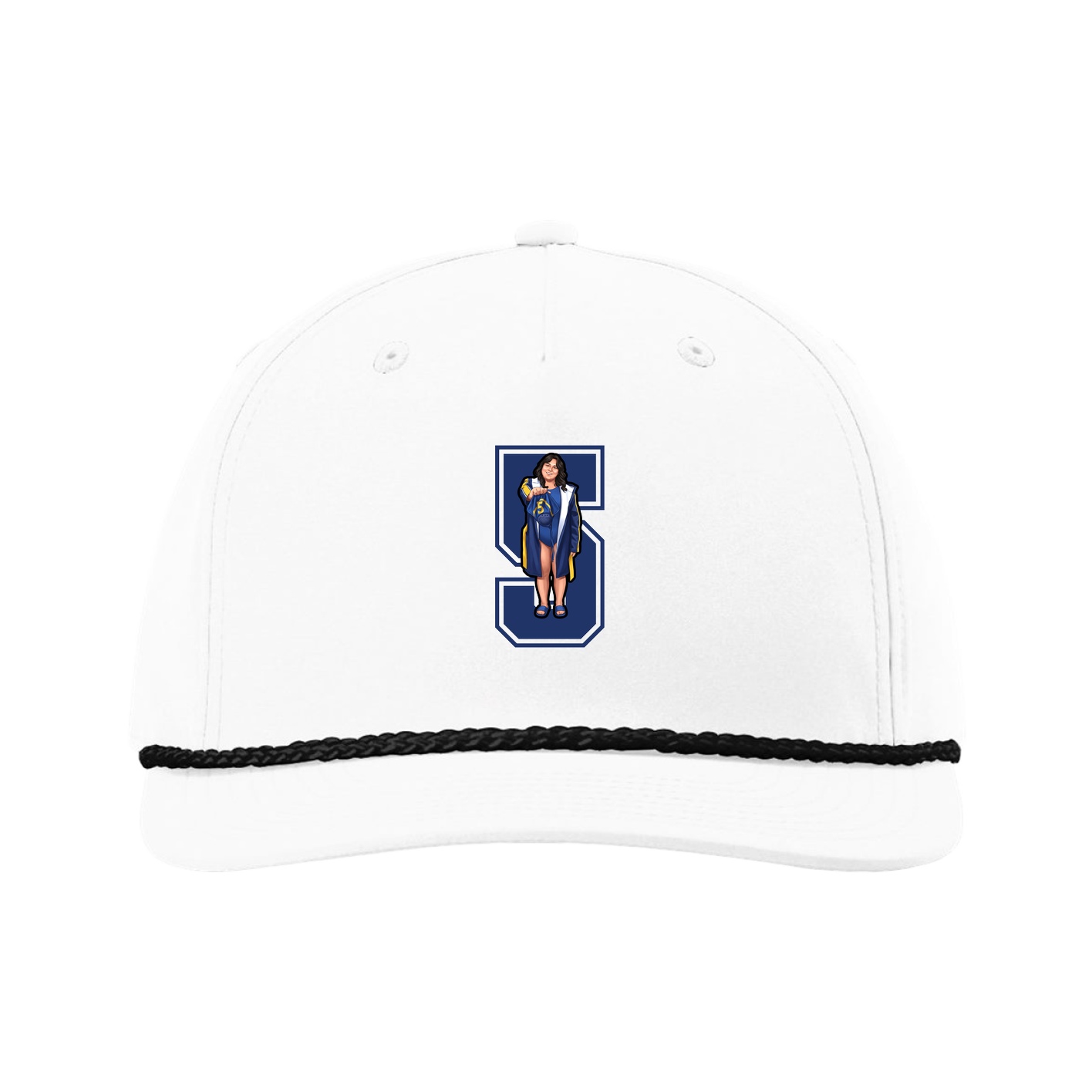 Five-Panel Classic Rope Cap — Number in White