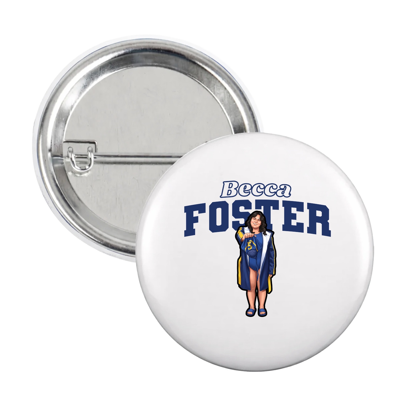 Game Day Button — Name Arch in White