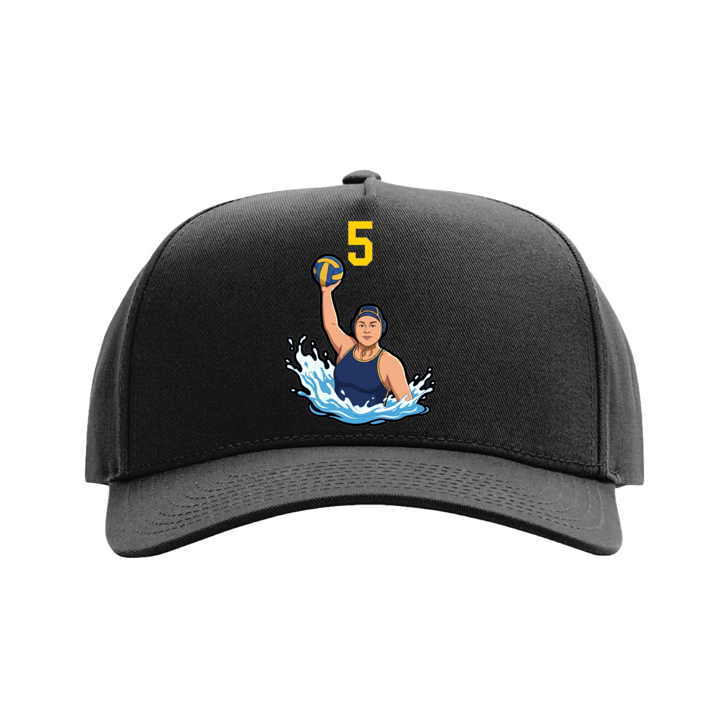 Full Fabric Five-Panel Champ Cap — Number Top in Black
