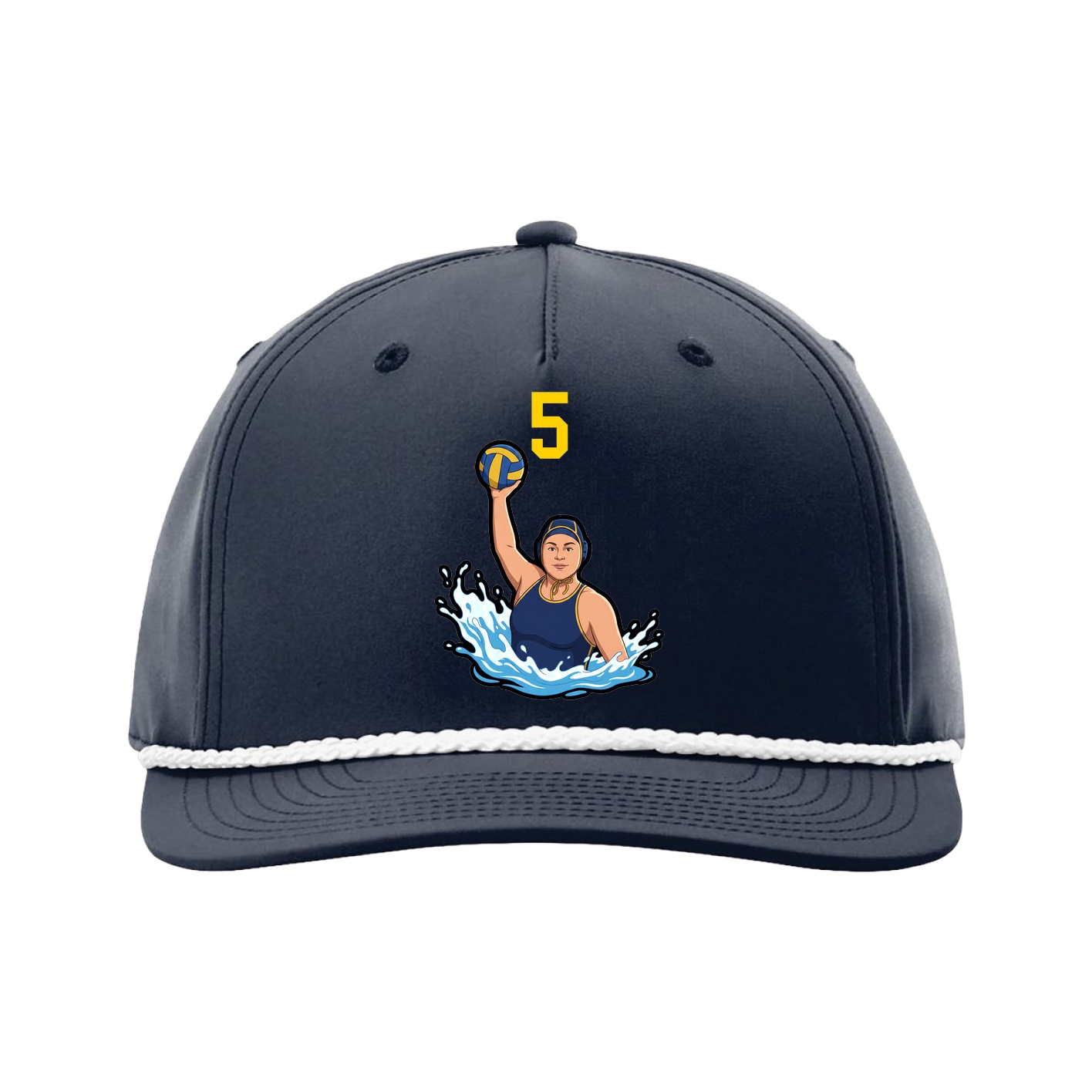 Five-Panel Classic Rope Cap — Number Top in Navy